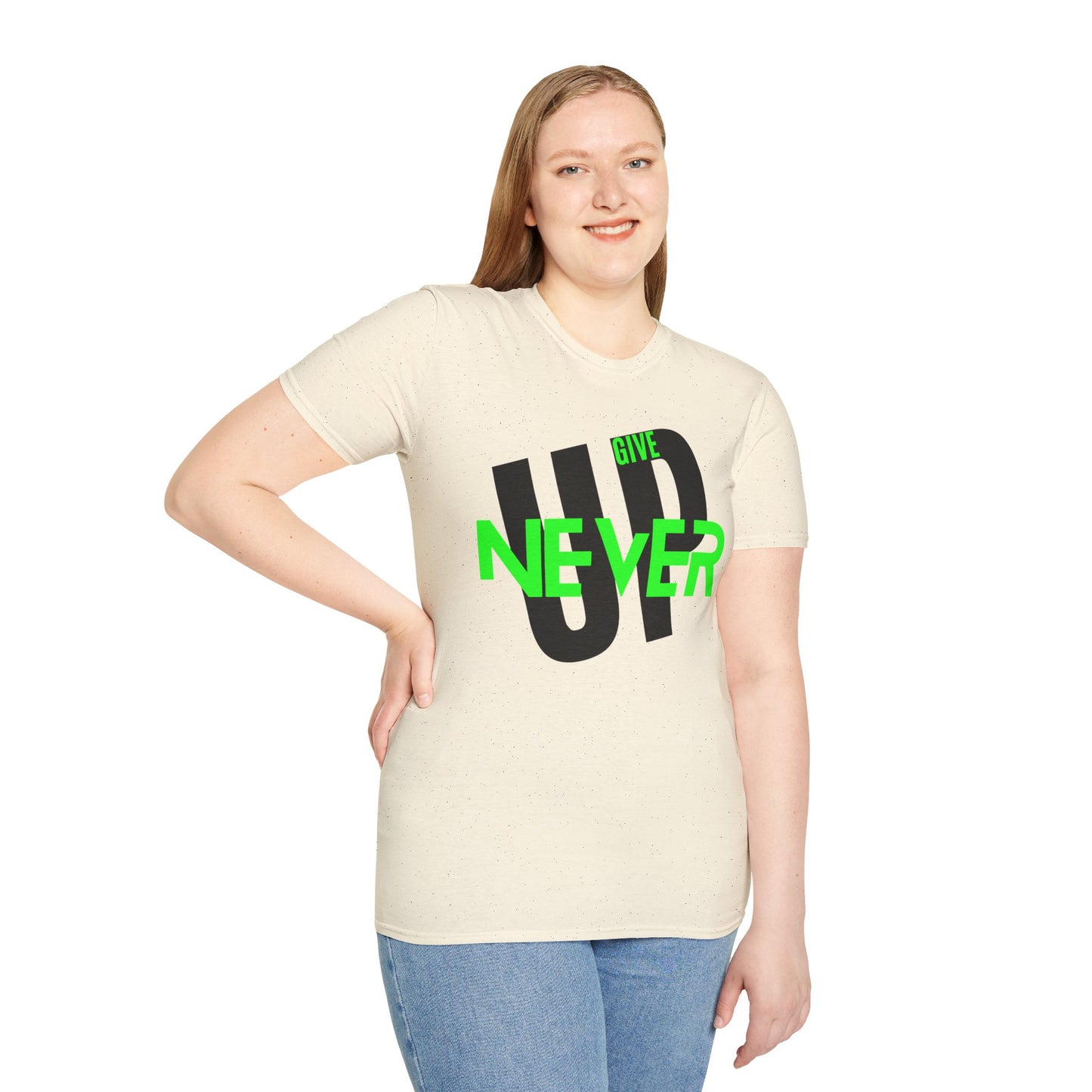 Motivational Unisex Softstyle T-Shirt - 'Never Give Up' Inspiration