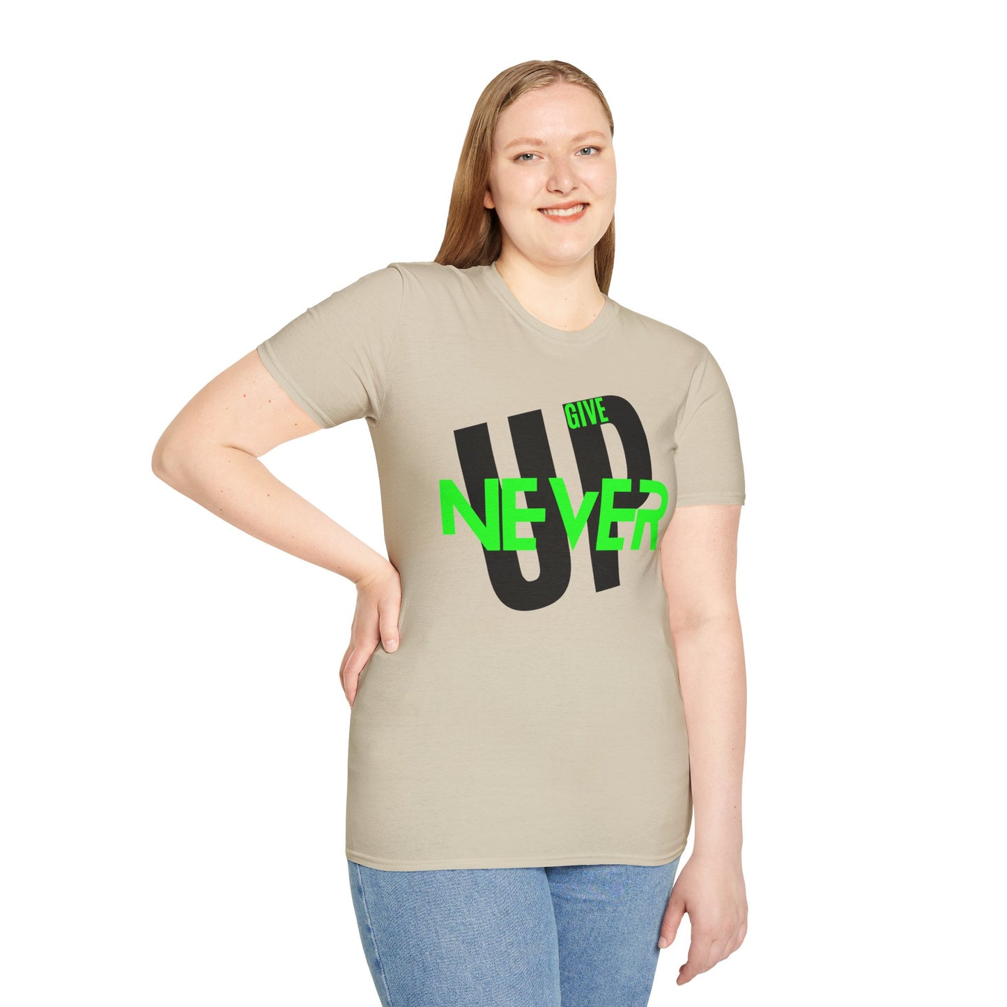 Motivational Unisex Softstyle T-Shirt - 'Never Give Up' Inspiration