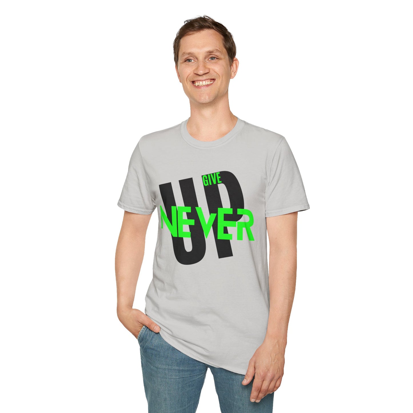 Motivational Unisex Softstyle T-Shirt - 'Never Give Up' Inspiration