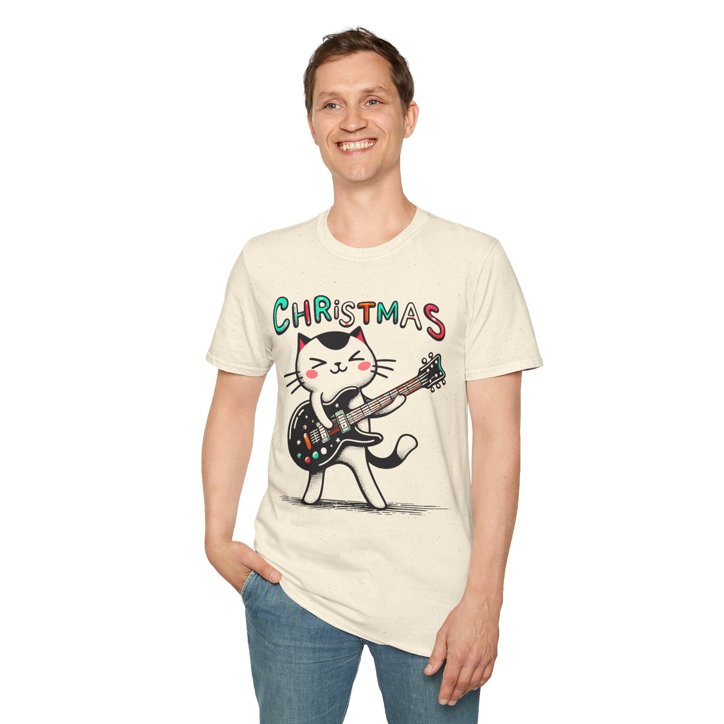 Rockin' Christmas Cat Guitar Groove Unisex Tee