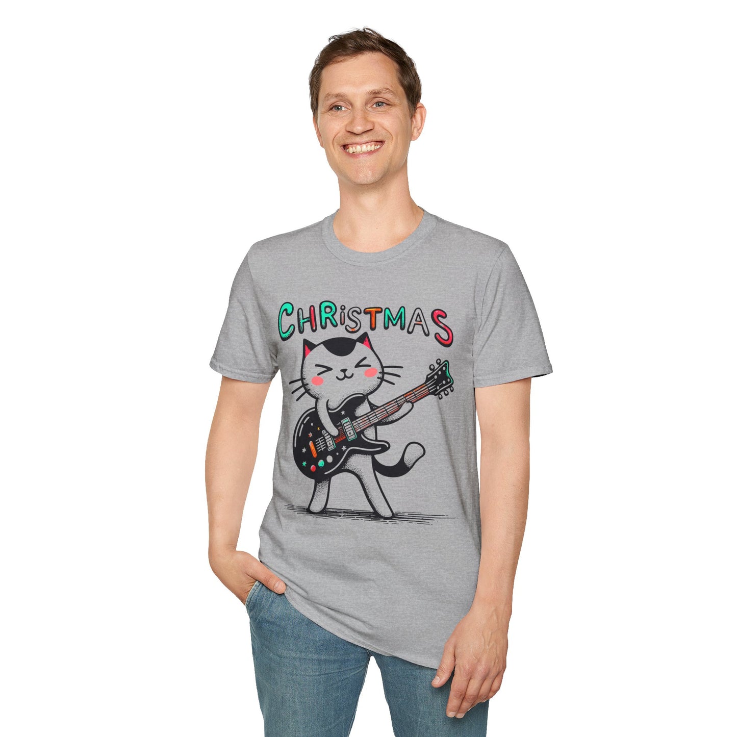 Rockin' Christmas Cat Guitar Groove Unisex Tee