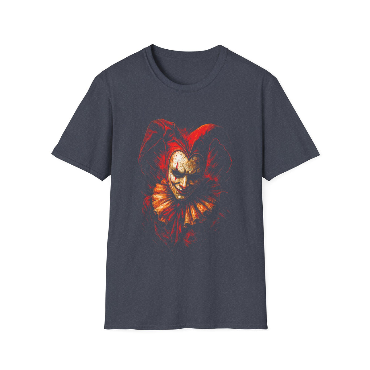 Creepy Red Jester T-Shirt — Scary Clown Horror Graphic Tee
