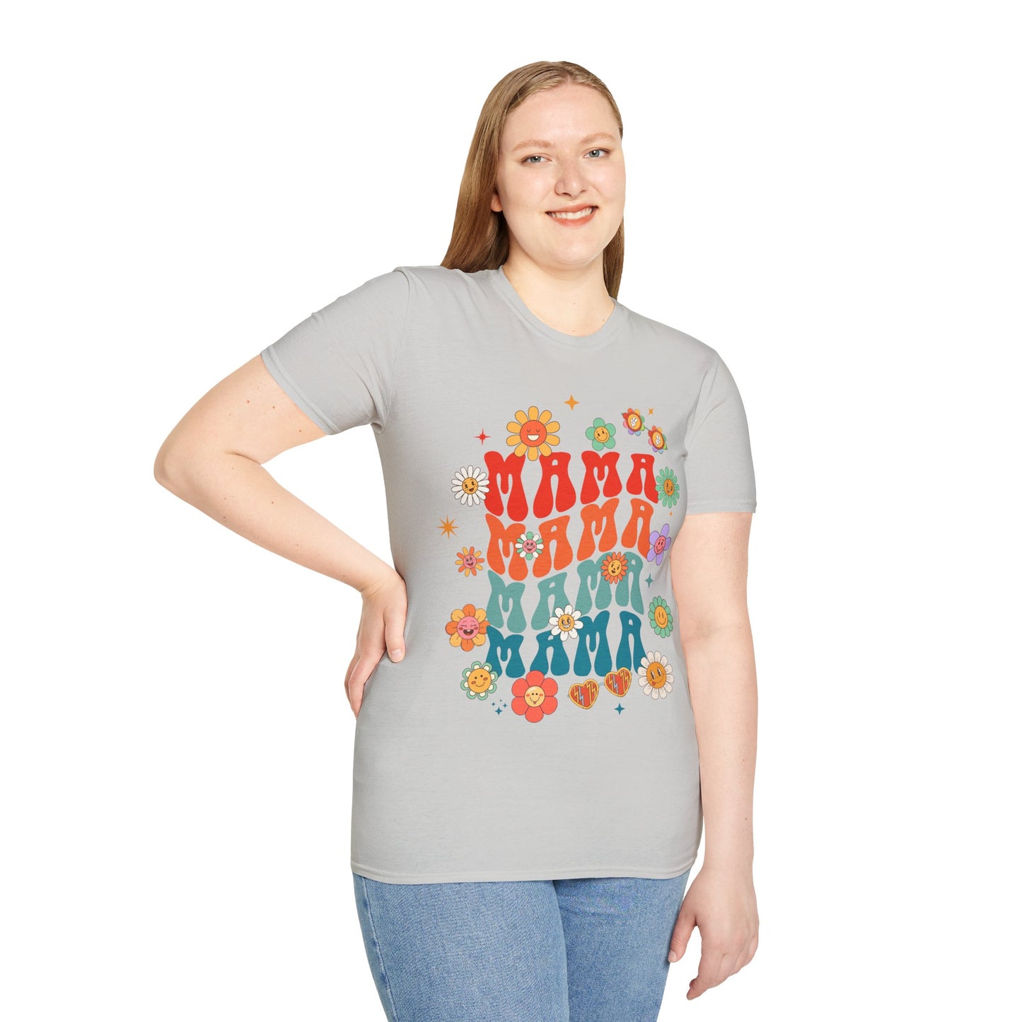 Colorful Floral Mama T-Shirt - Softstyle Tee for Moms