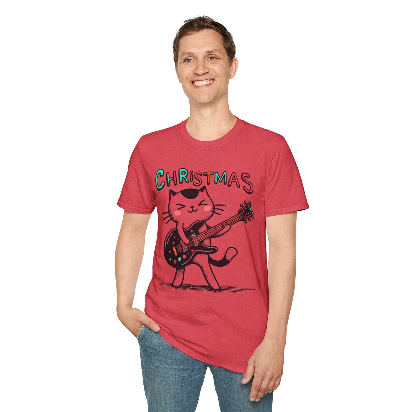 Rockin' Christmas Cat Guitar Groove Unisex Tee