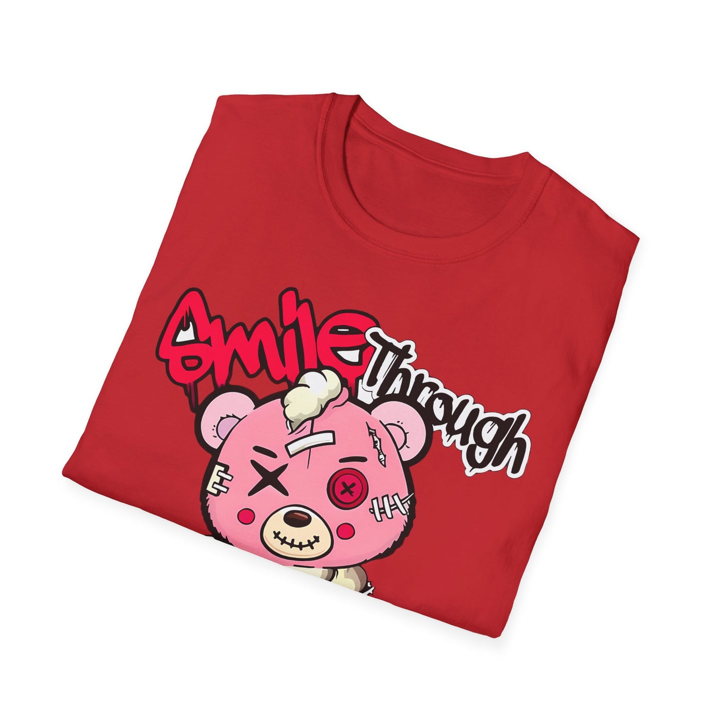 Smile Through The Pain T-Shirt — Cute Grunge Pink Teddy Graphic Tee