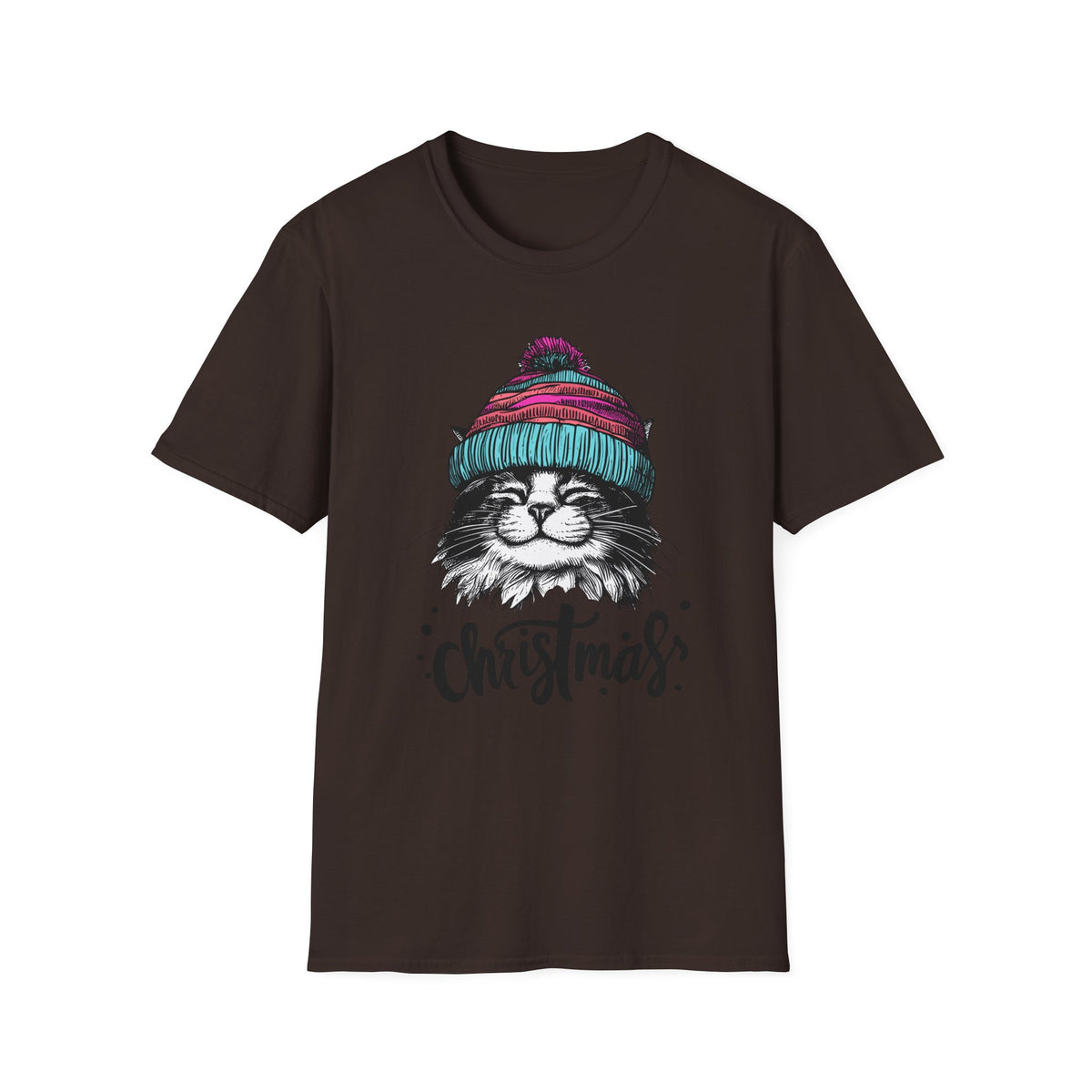 Christmas Cat Tee — Cozy Beanie Cat Graphic T-Shirt