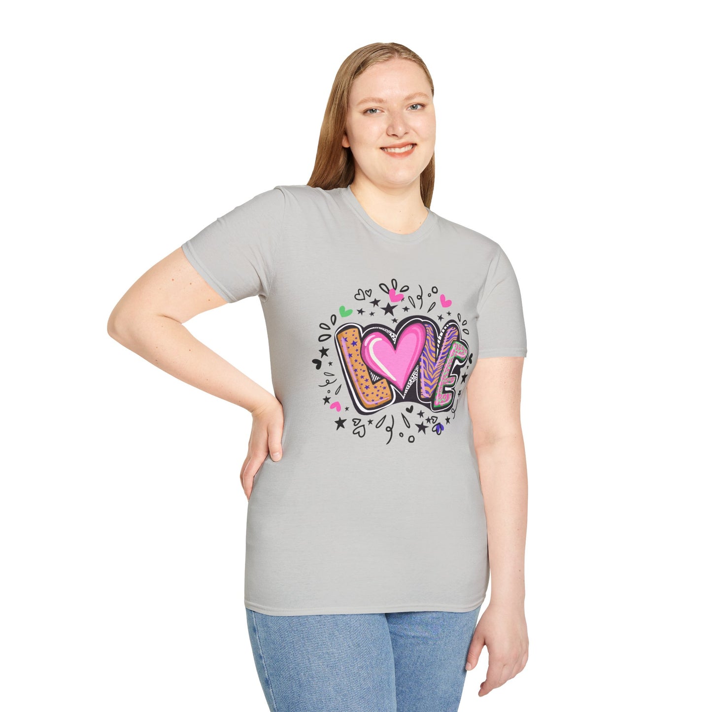 Colorful Love Graphic Unisex Softstyle T-Shirt