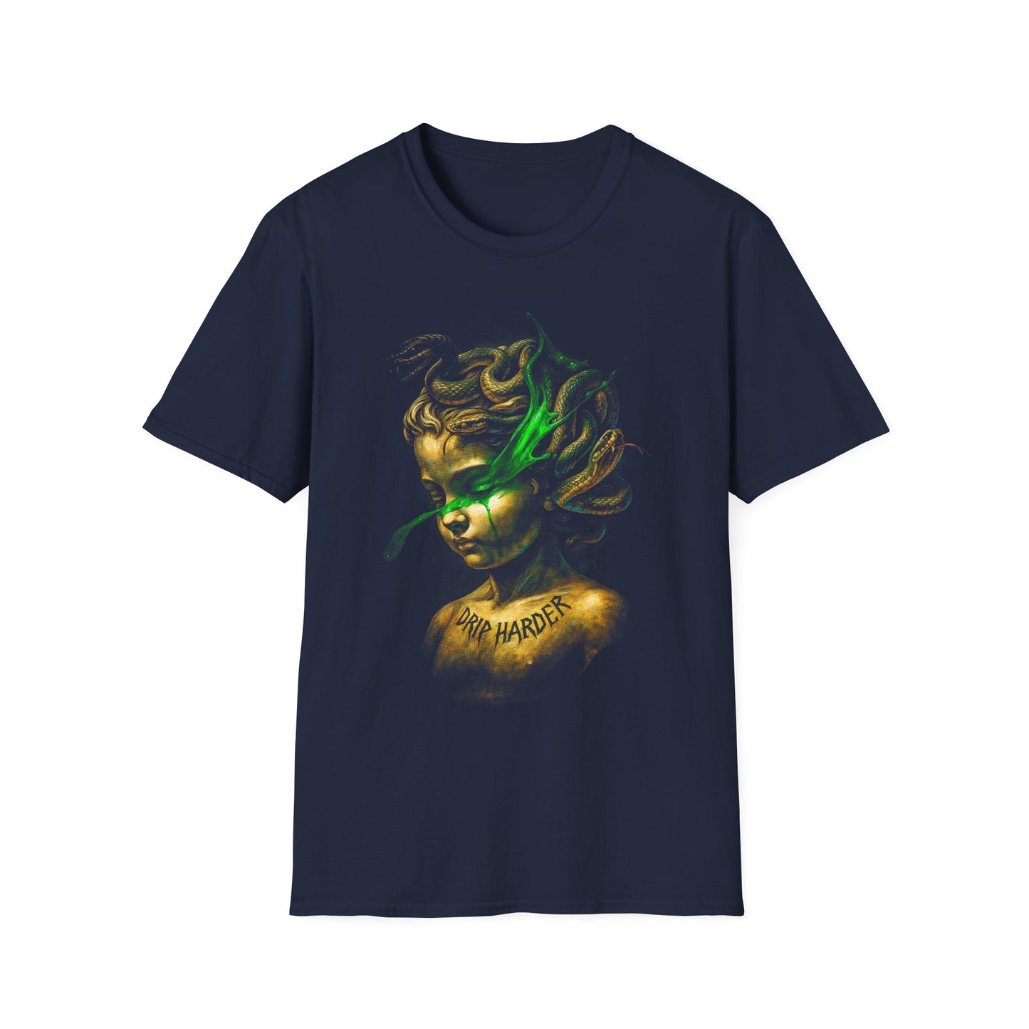 Abstract Gold & Green Portrait T‑Shirt — Ethereal Art Tee