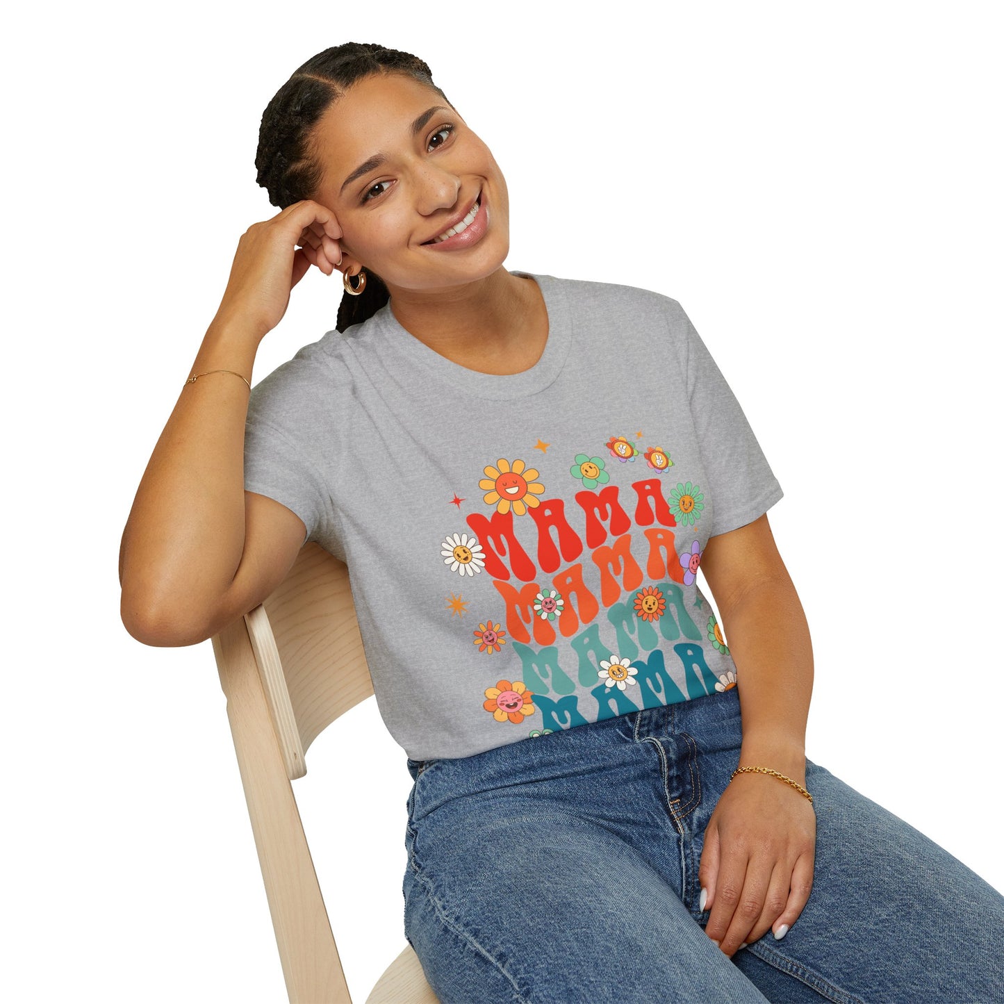 Colorful Floral Mama T-Shirt - Softstyle Tee for Moms