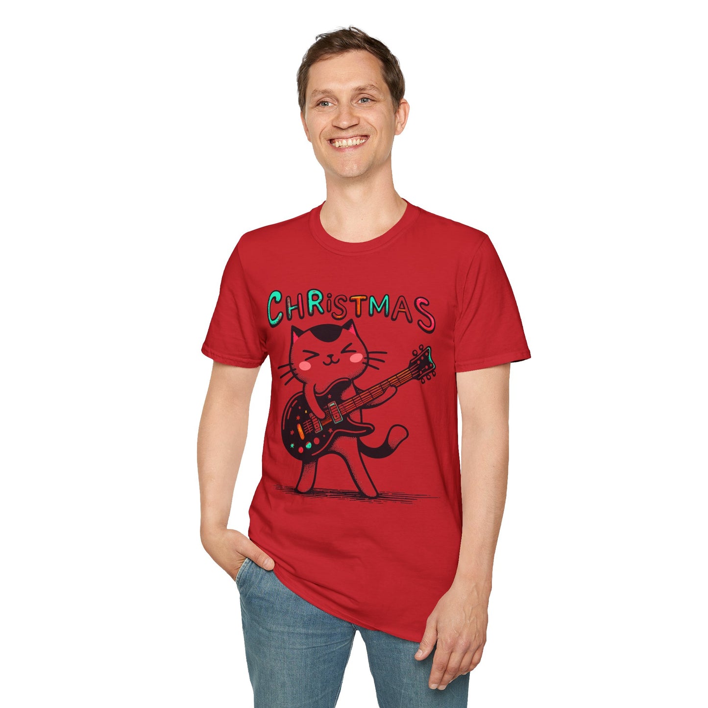 Rockin' Christmas Cat Guitar Groove Unisex Tee