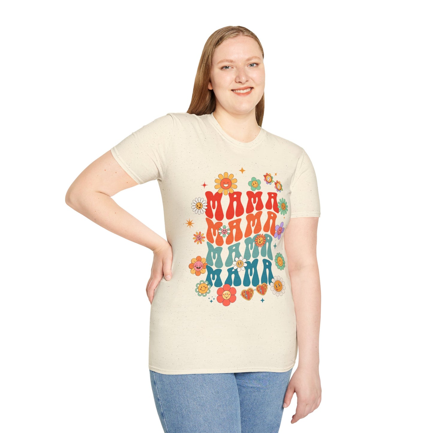 Colorful Floral Mama T-Shirt - Softstyle Tee for Moms