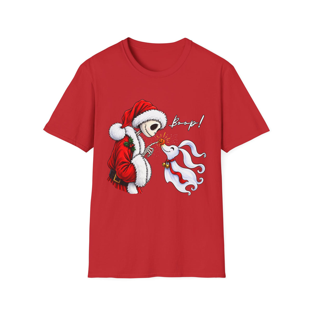 Christmas Skeleton and Ghost Dog Shirt Design, Spooky Santa Graphic Tee - Holiday T-Shirt