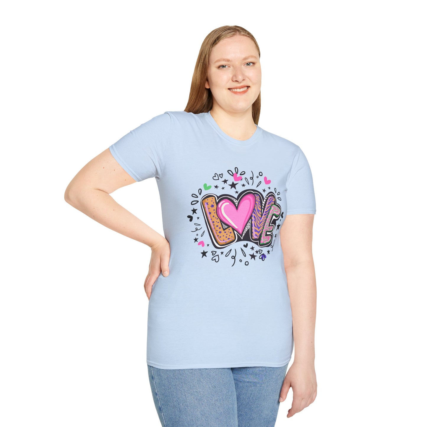 Colorful Love Graphic Unisex Softstyle T-Shirt