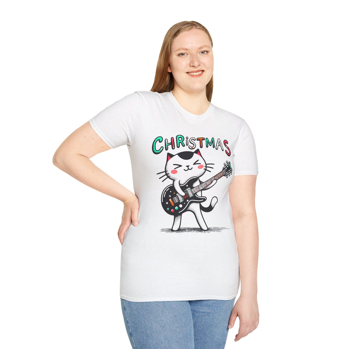 Rockin' Christmas Cat Guitar Groove Unisex Tee