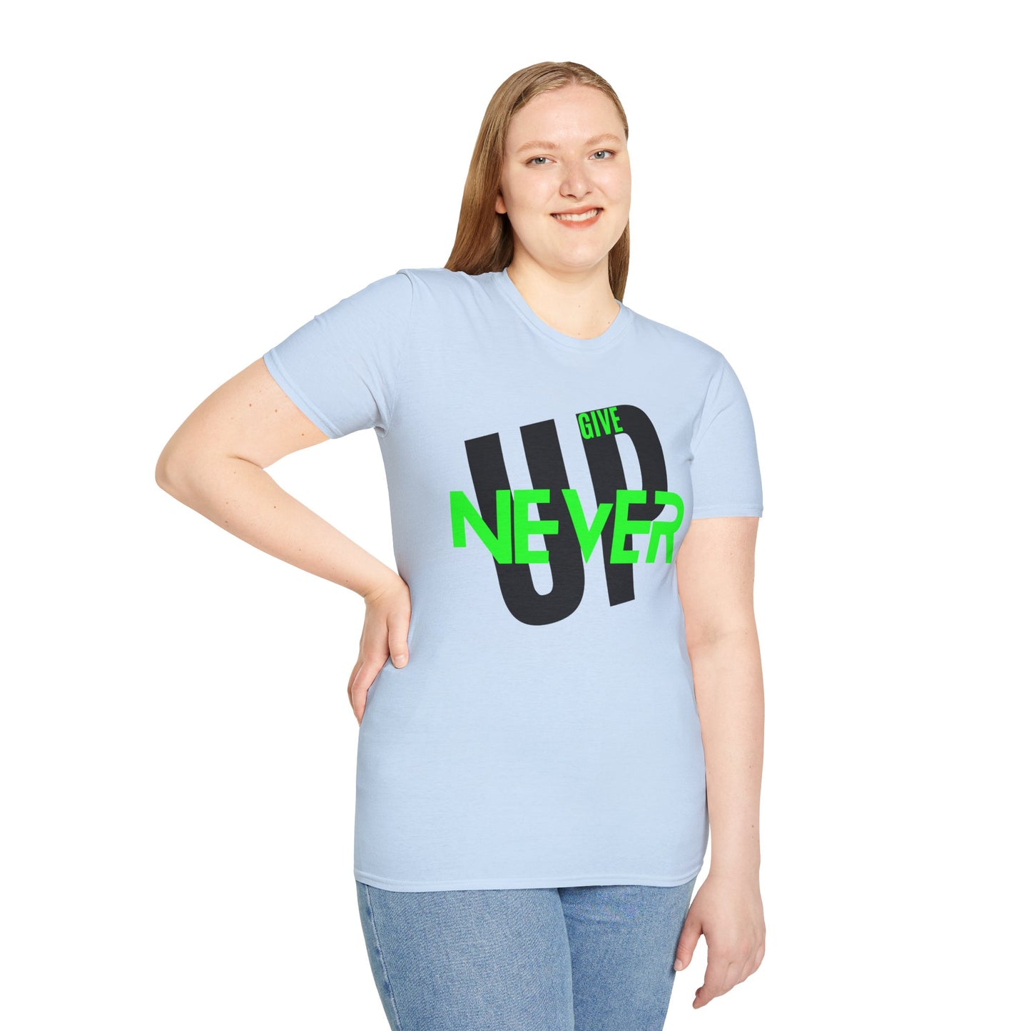Motivational Unisex Softstyle T-Shirt - 'Never Give Up' Inspiration