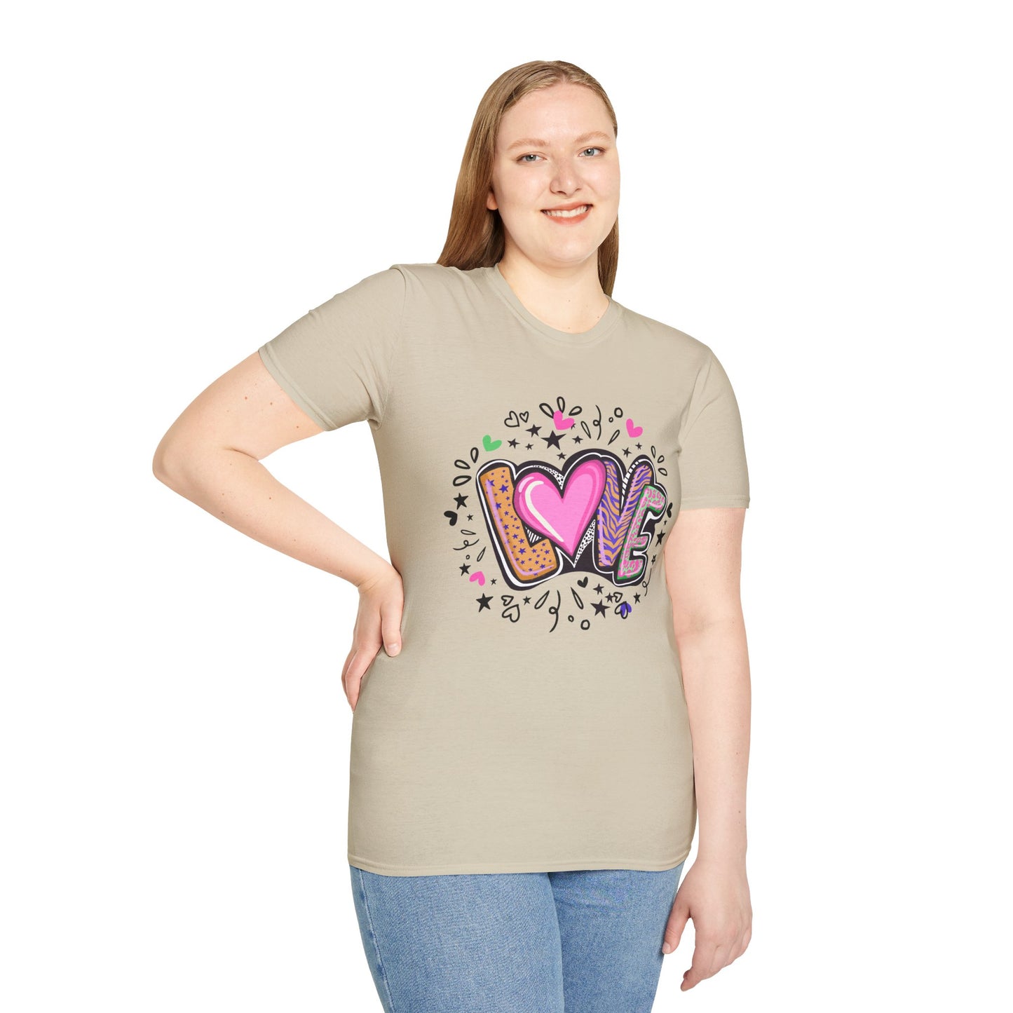 Colorful Love Graphic Unisex Softstyle T-Shirt