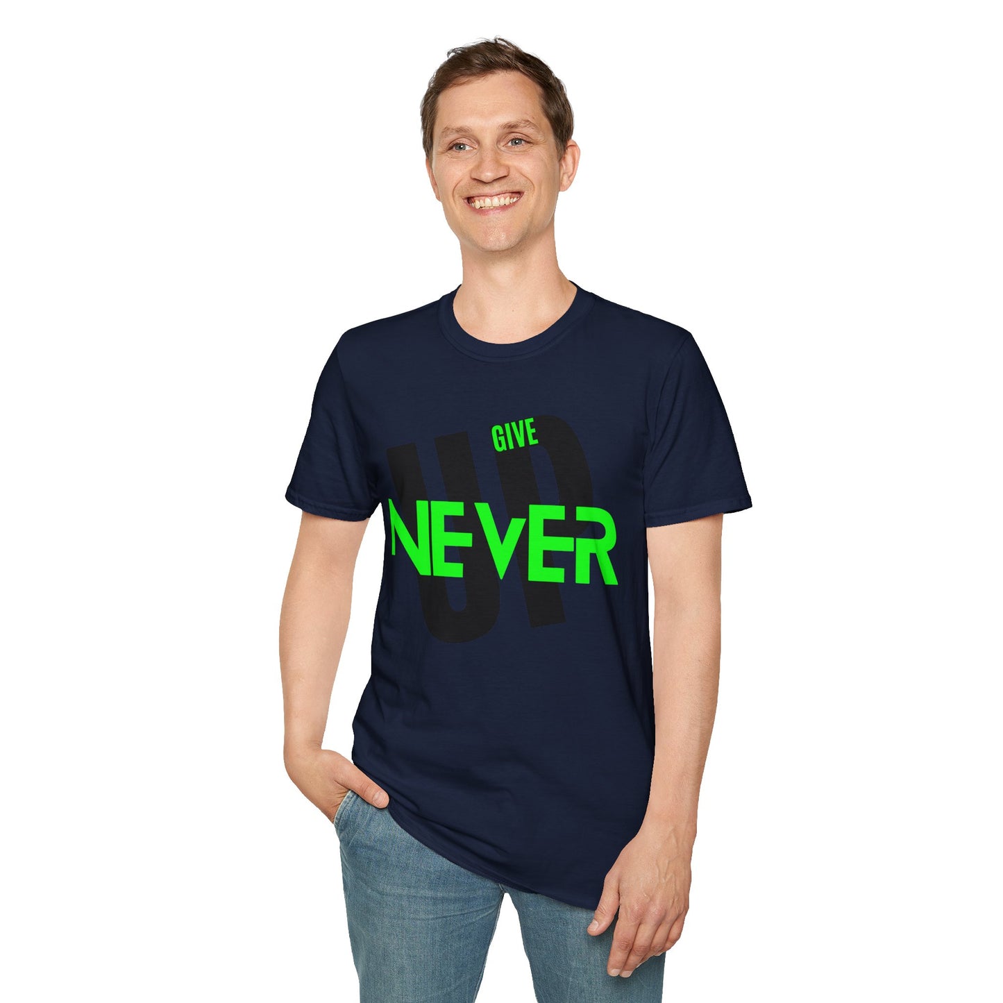 Motivational Unisex Softstyle T-Shirt - 'Never Give Up' Inspiration