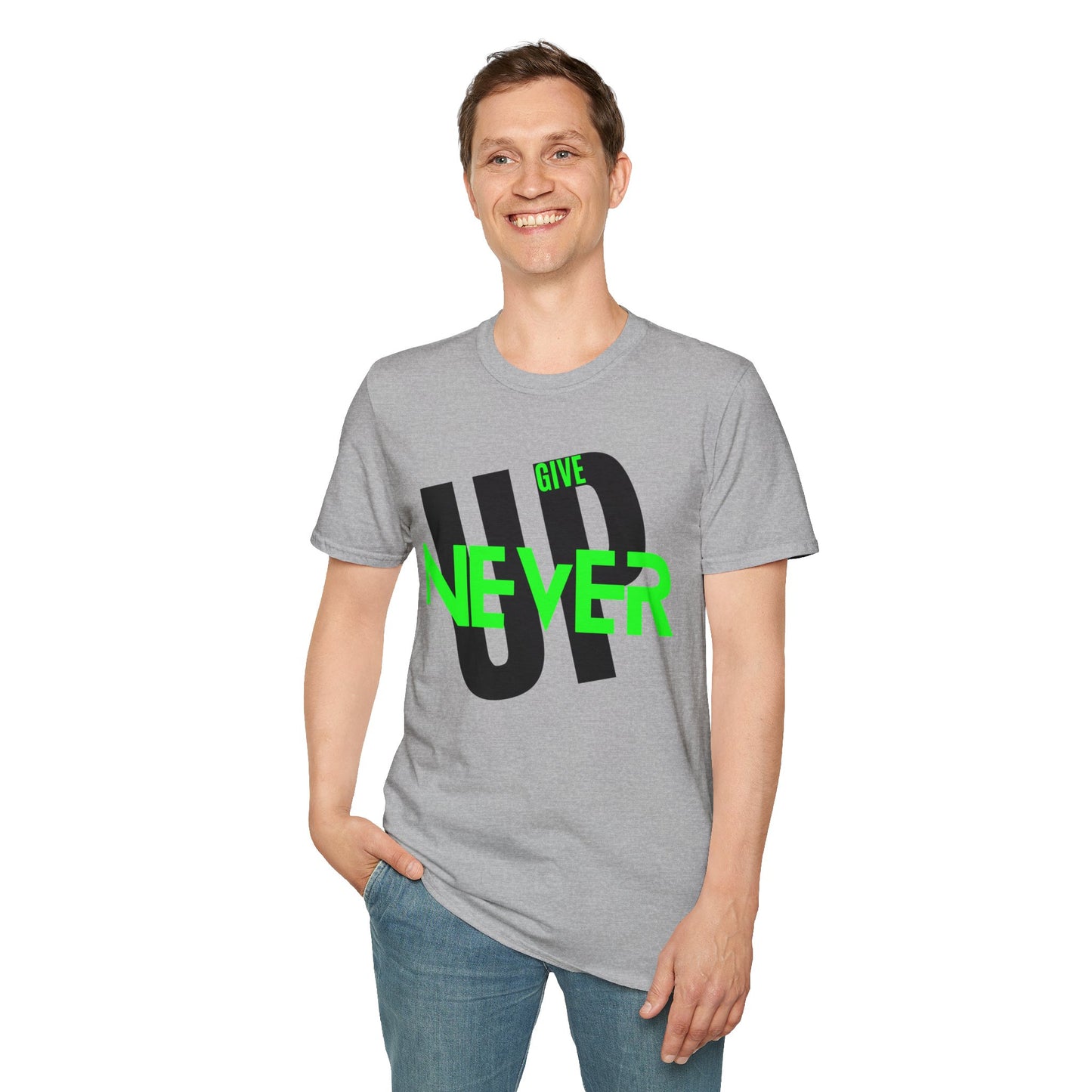 Motivational Unisex Softstyle T-Shirt - 'Never Give Up' Inspiration