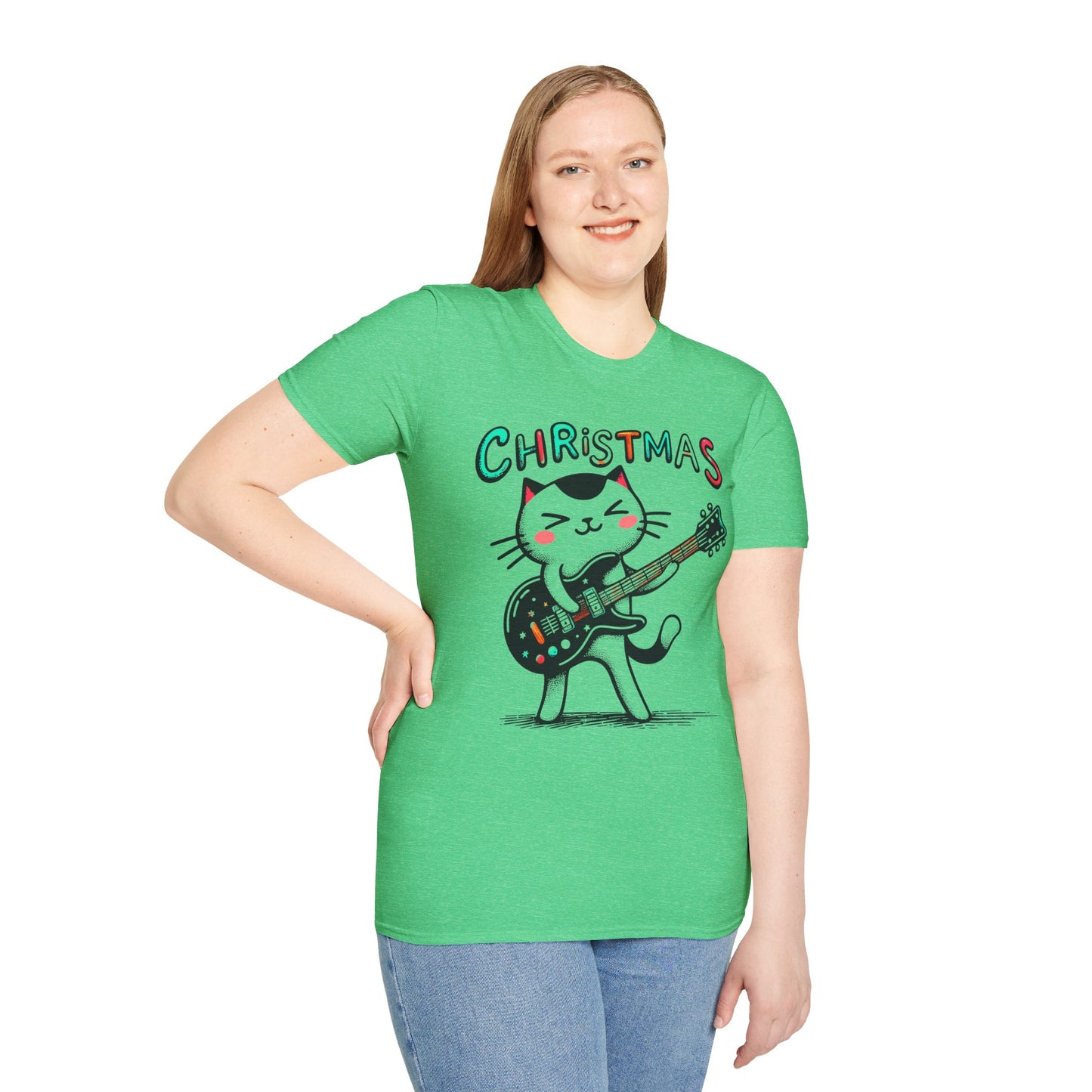 Rockin' Christmas Cat Guitar Groove Unisex Tee