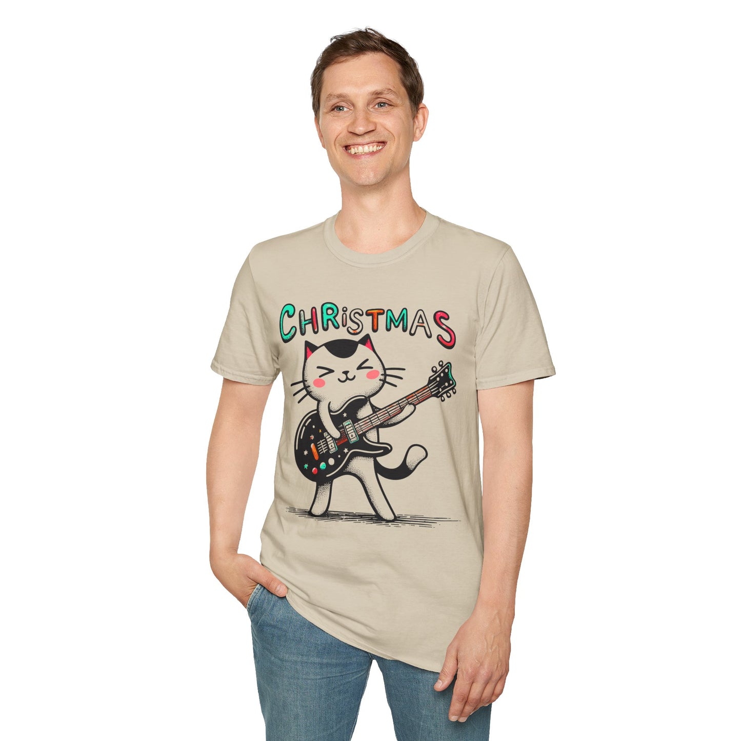 Rockin' Christmas Cat Guitar Groove Unisex Tee