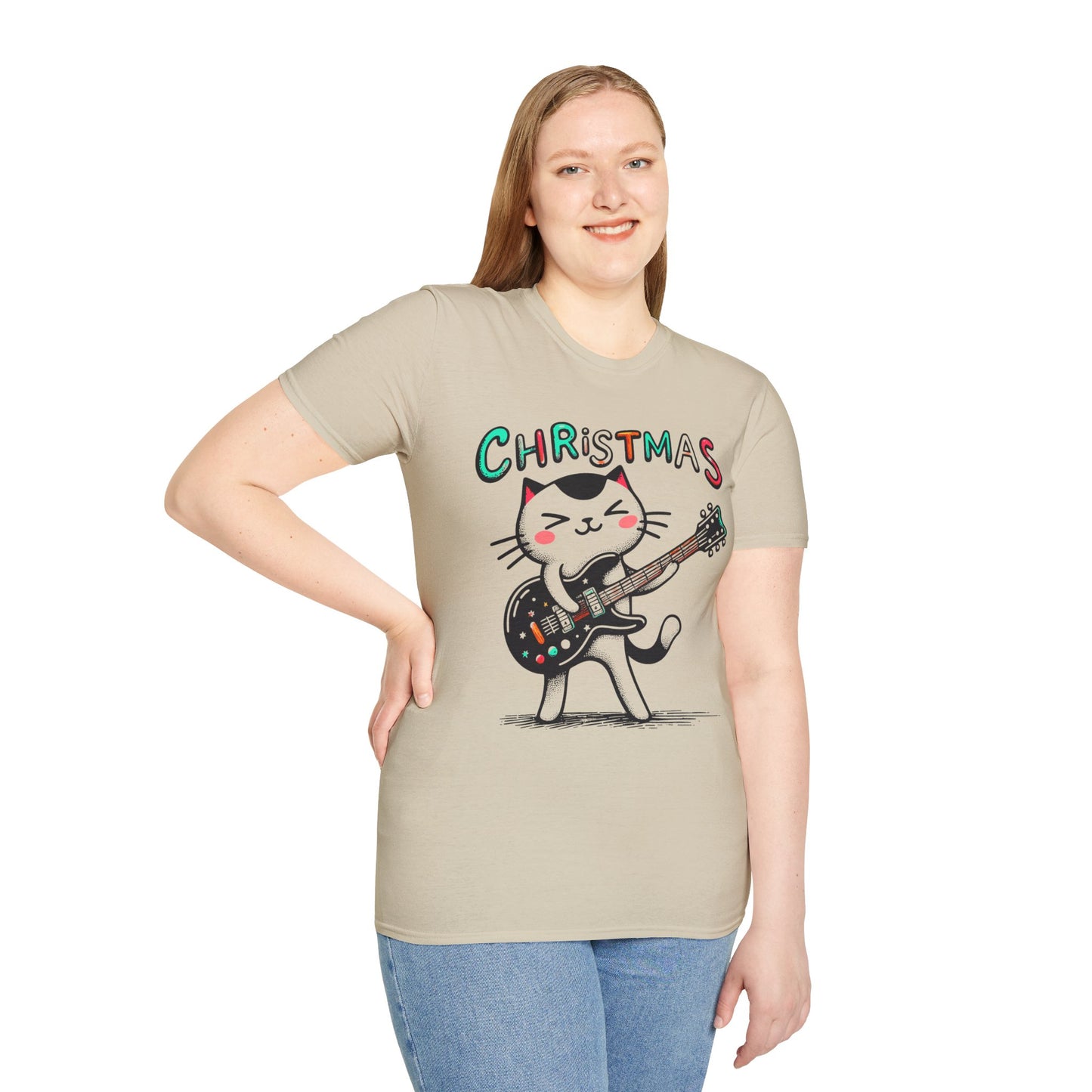 Rockin' Christmas Cat Guitar Groove Unisex Tee