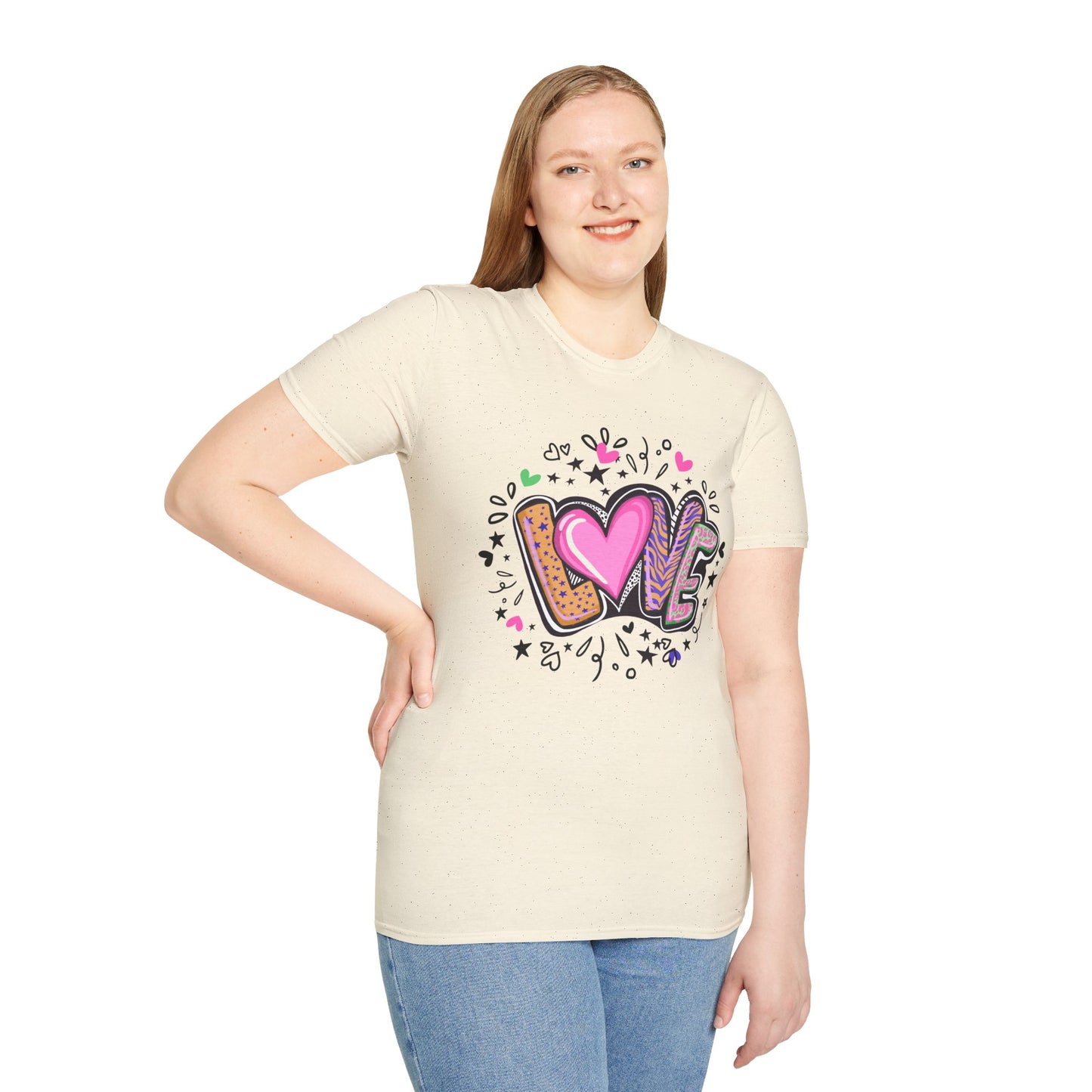 Colorful Love Graphic Unisex Softstyle T-Shirt
