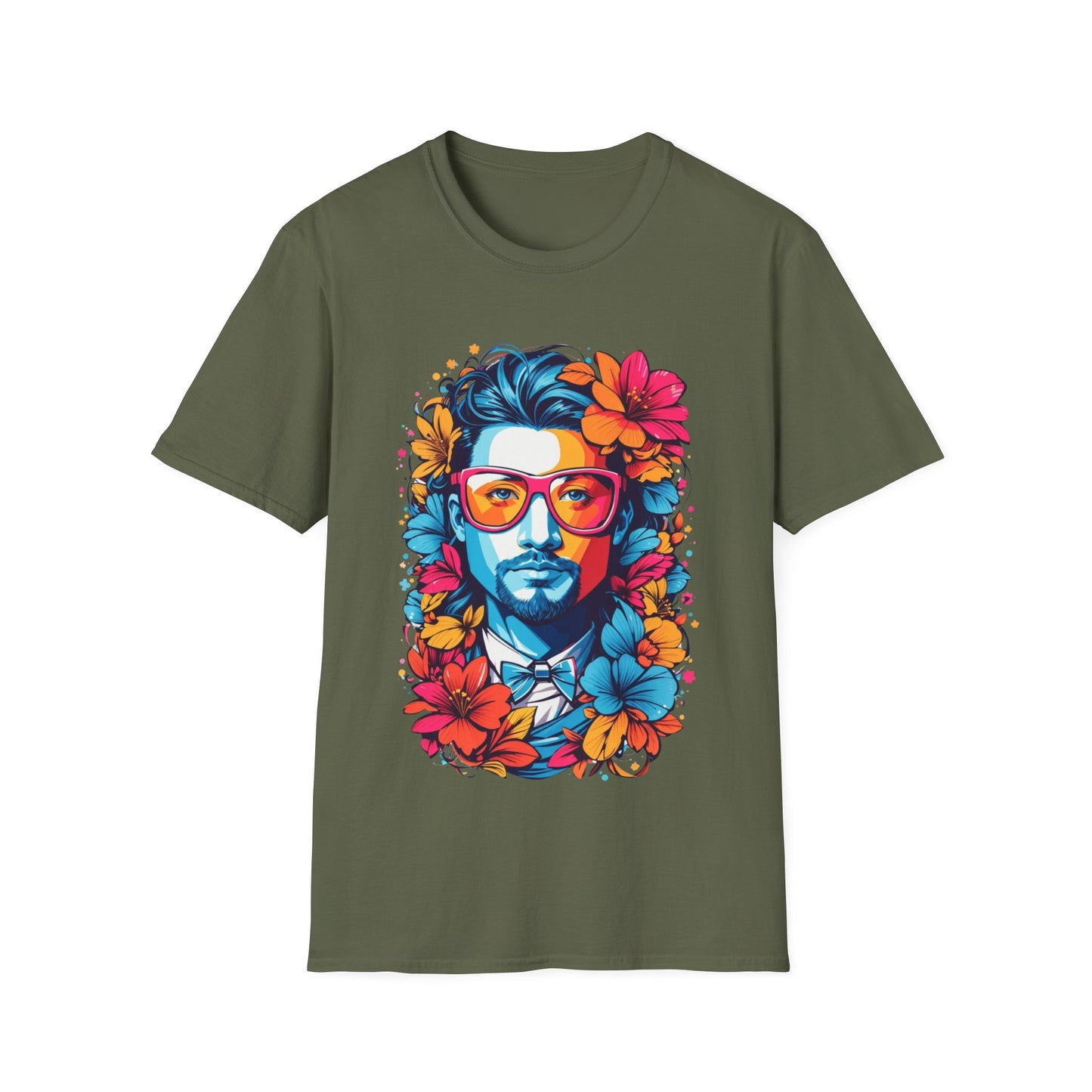 Vibrant Floral Portrait Unisex Softstyle T-Shirt