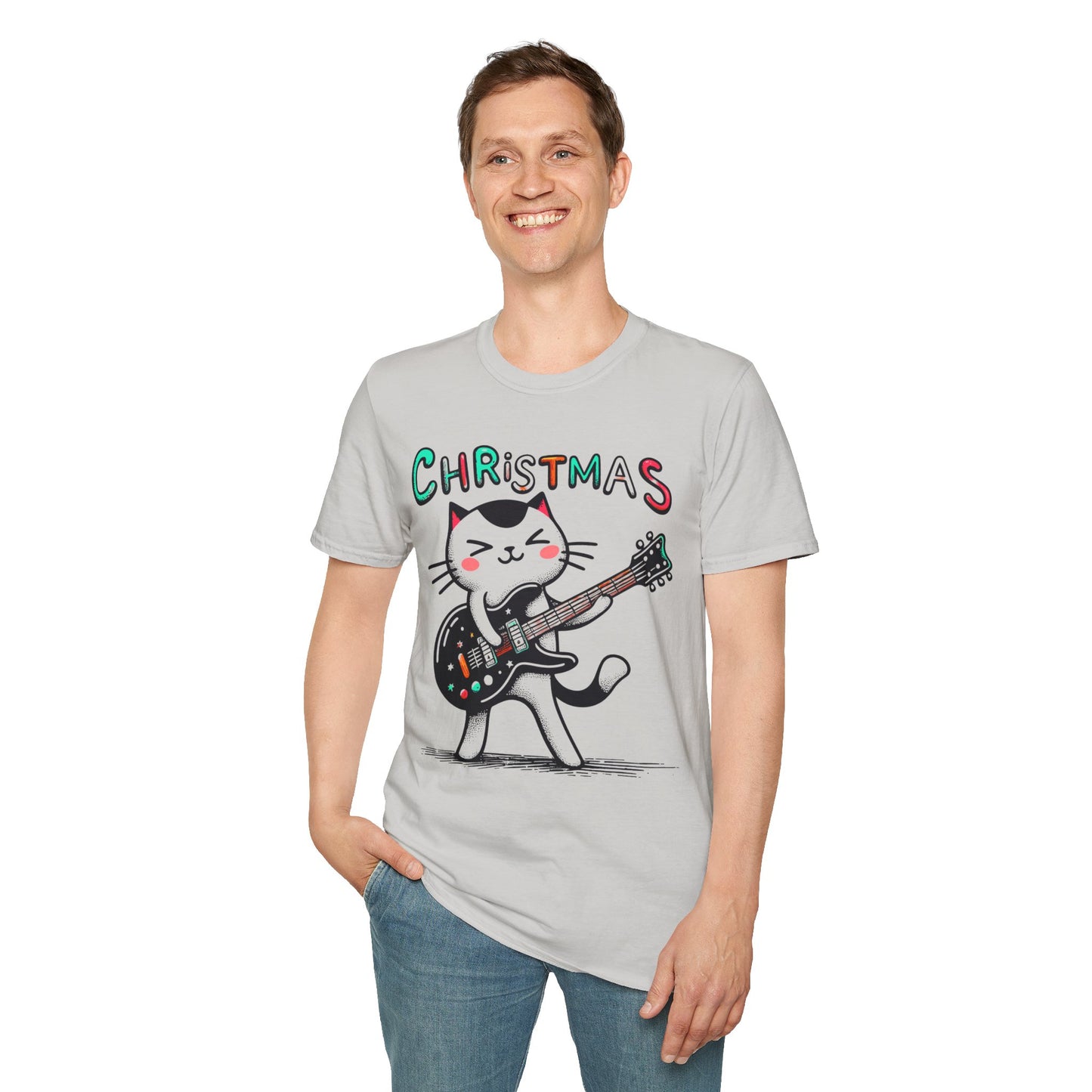 Rockin' Christmas Cat Guitar Groove Unisex Tee