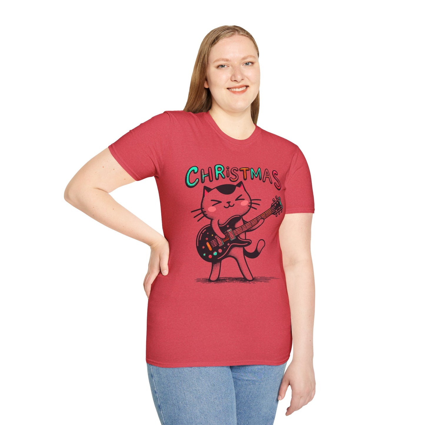 Rockin' Christmas Cat Guitar Groove Unisex Tee