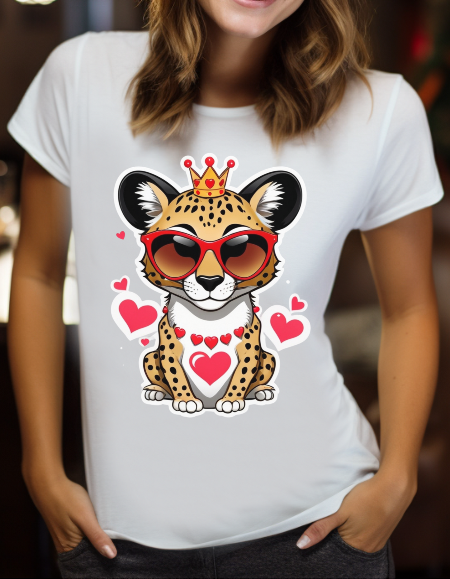Stylin' Cheetah Sunglasses & Heart Vibes Tee