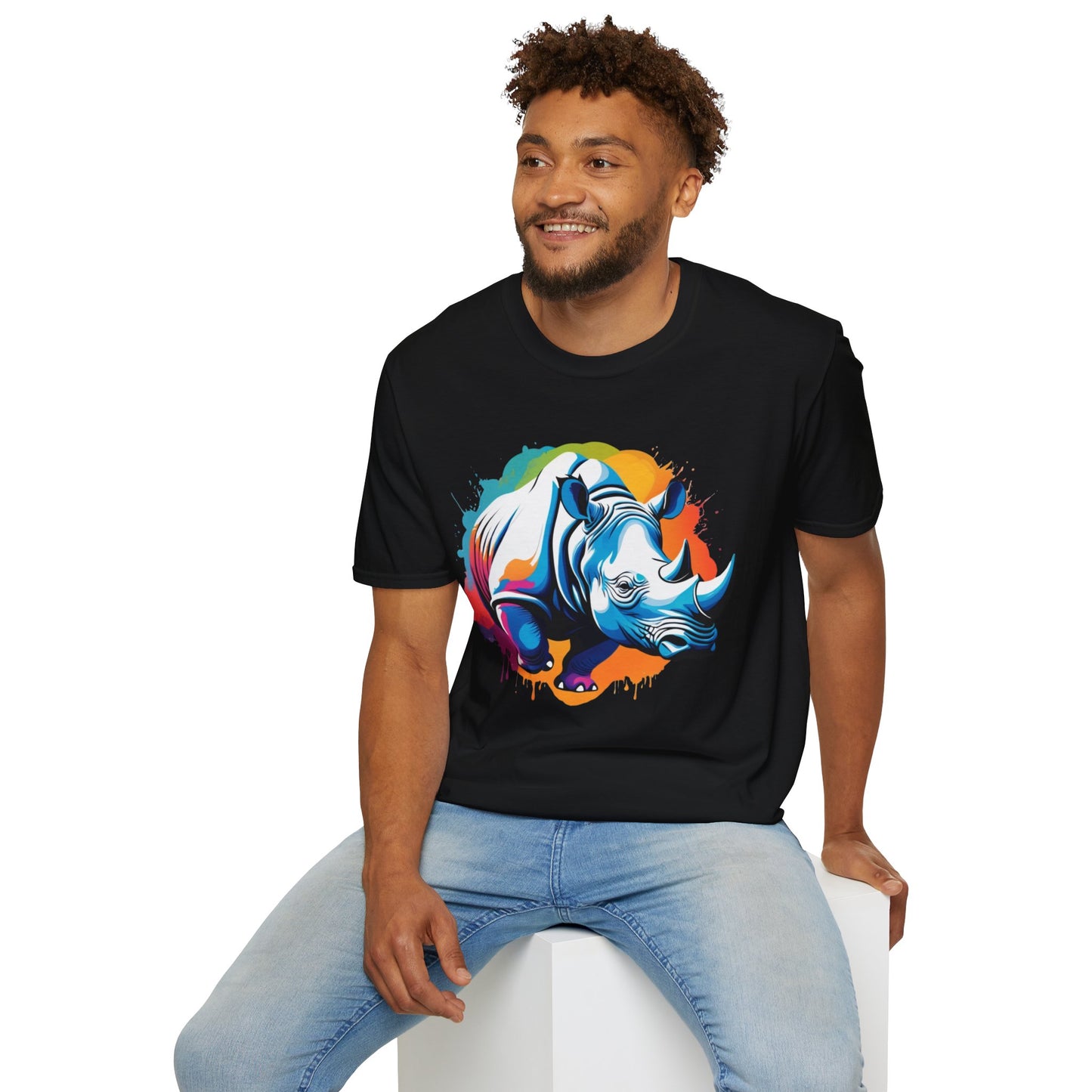 Multicolored Rhino Graphic Unisex  T-Shirt