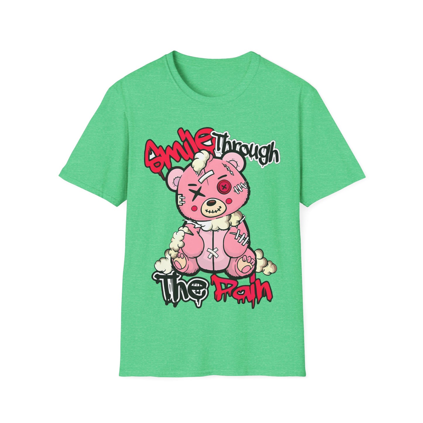 Smile Through The Pain T-Shirt — Cute Grunge Pink Teddy Graphic Tee