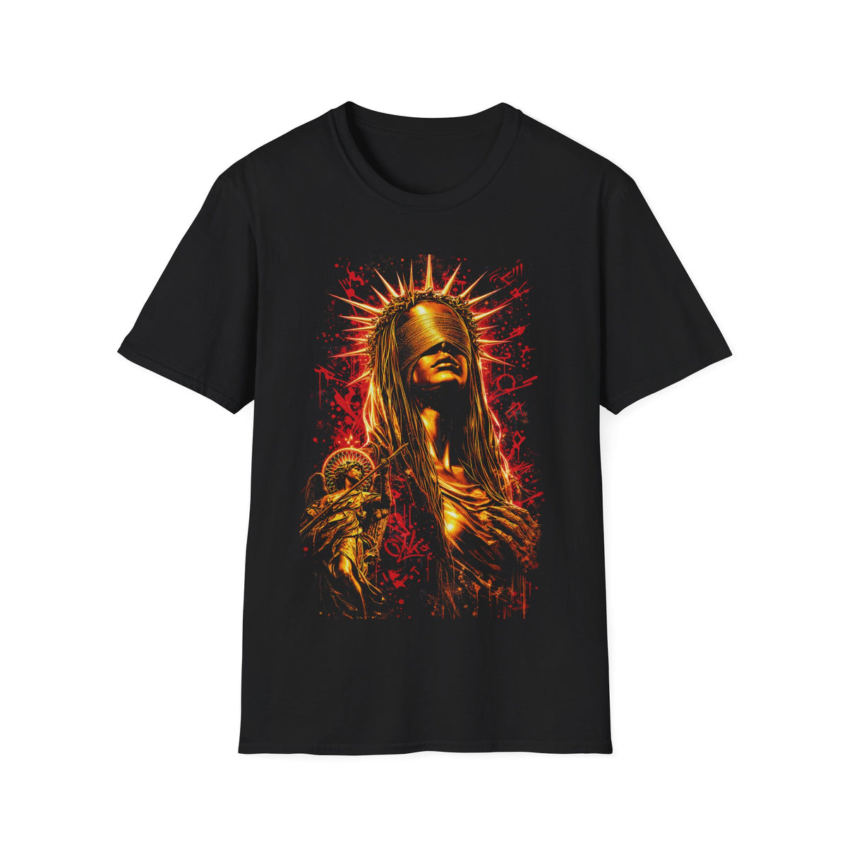 Saint of Flames T-Shirt — Fiery Religious Gothic Graphic Tee