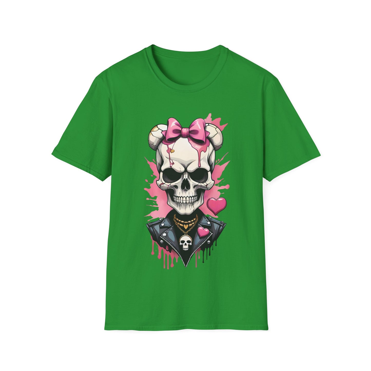 Skull Girl Graphic T-Shirt — Pink Bow Punk Skull Tee