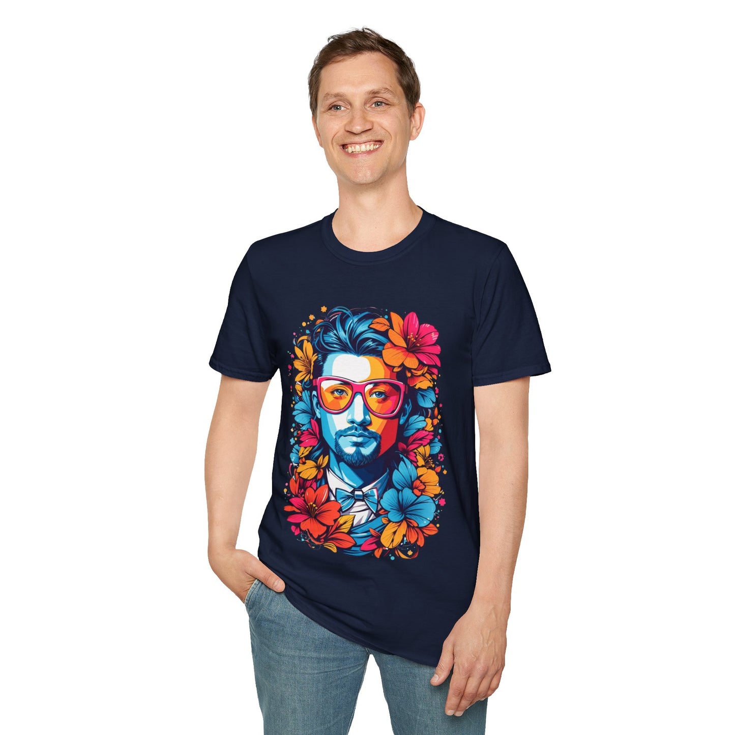 Vibrant Floral Portrait Unisex Softstyle T-Shirt
