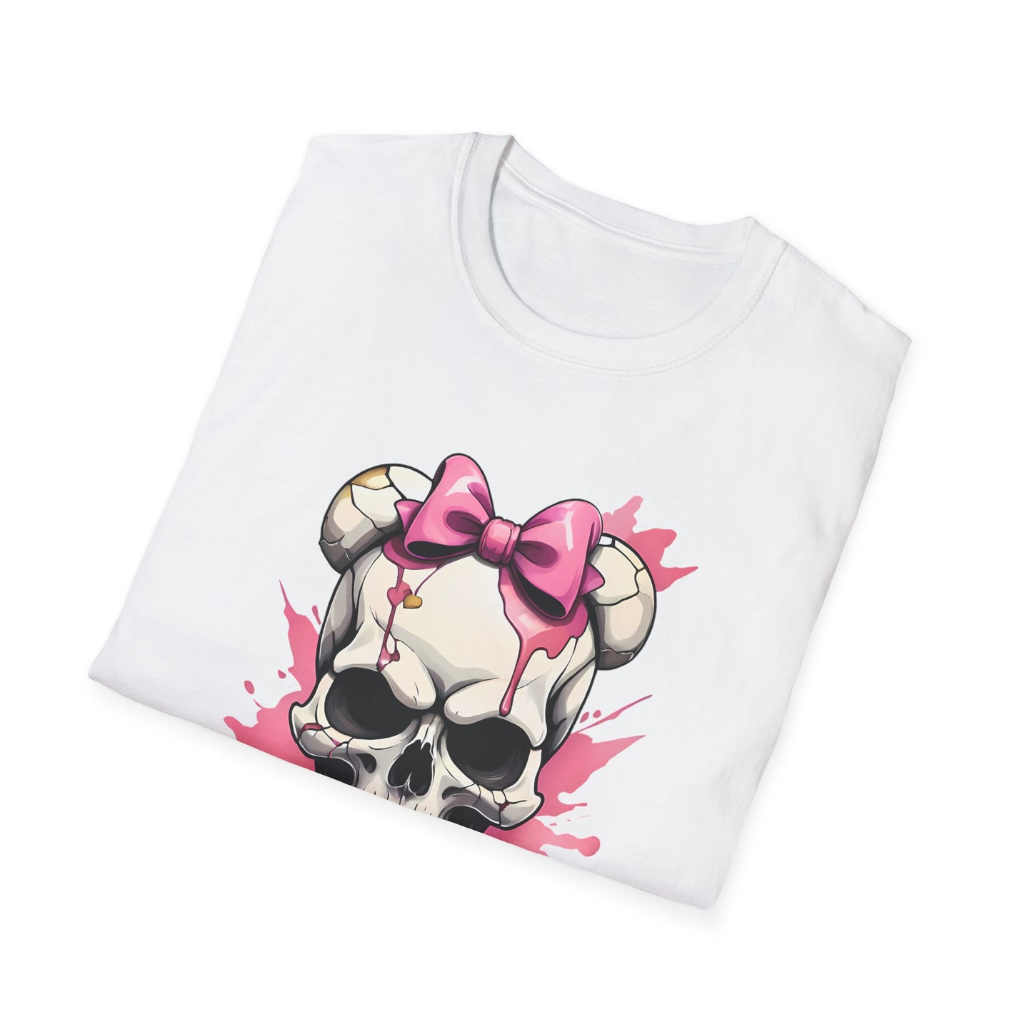 Skull Girl Graphic T-Shirt — Pink Bow Punk Skull Tee