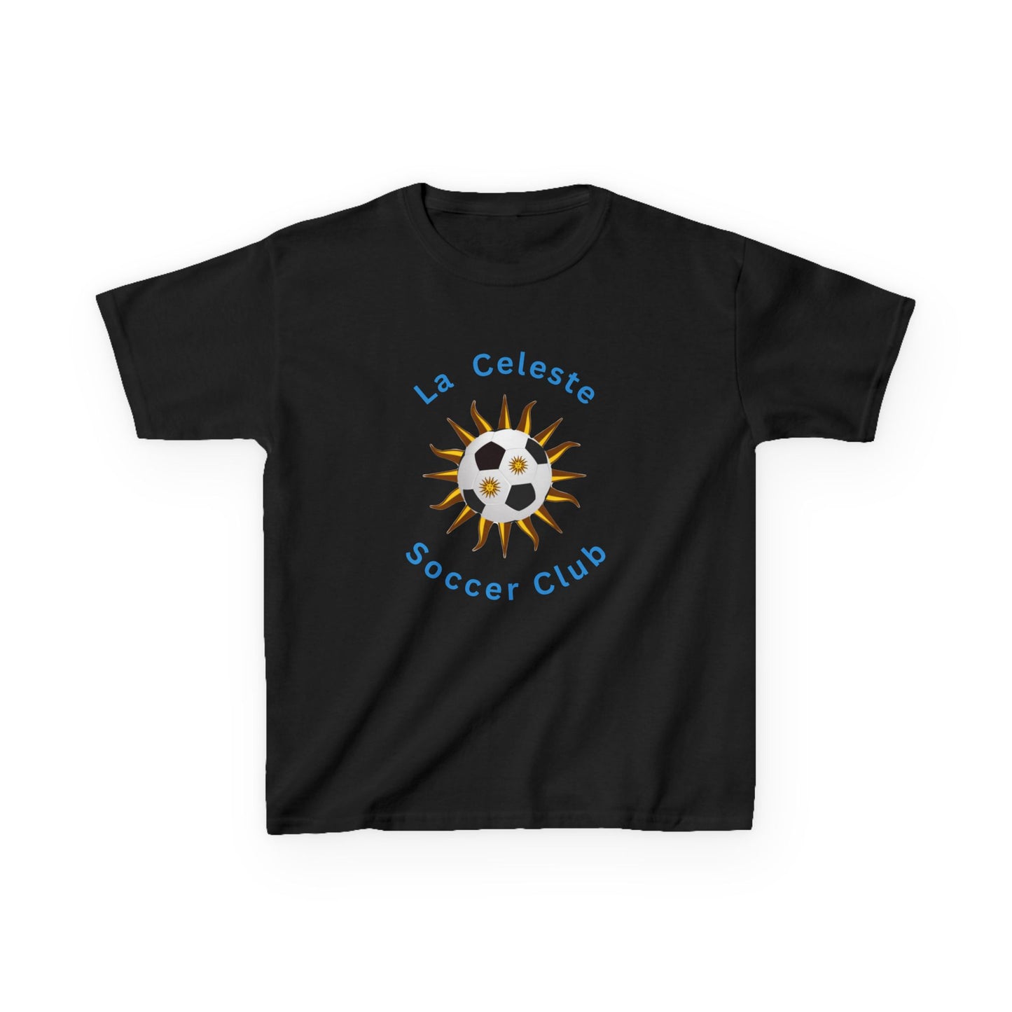 La Celeste S.C. YOUTH, 100% COTTON Heavy T-Shirt | Sun & Soccer Ball Crest