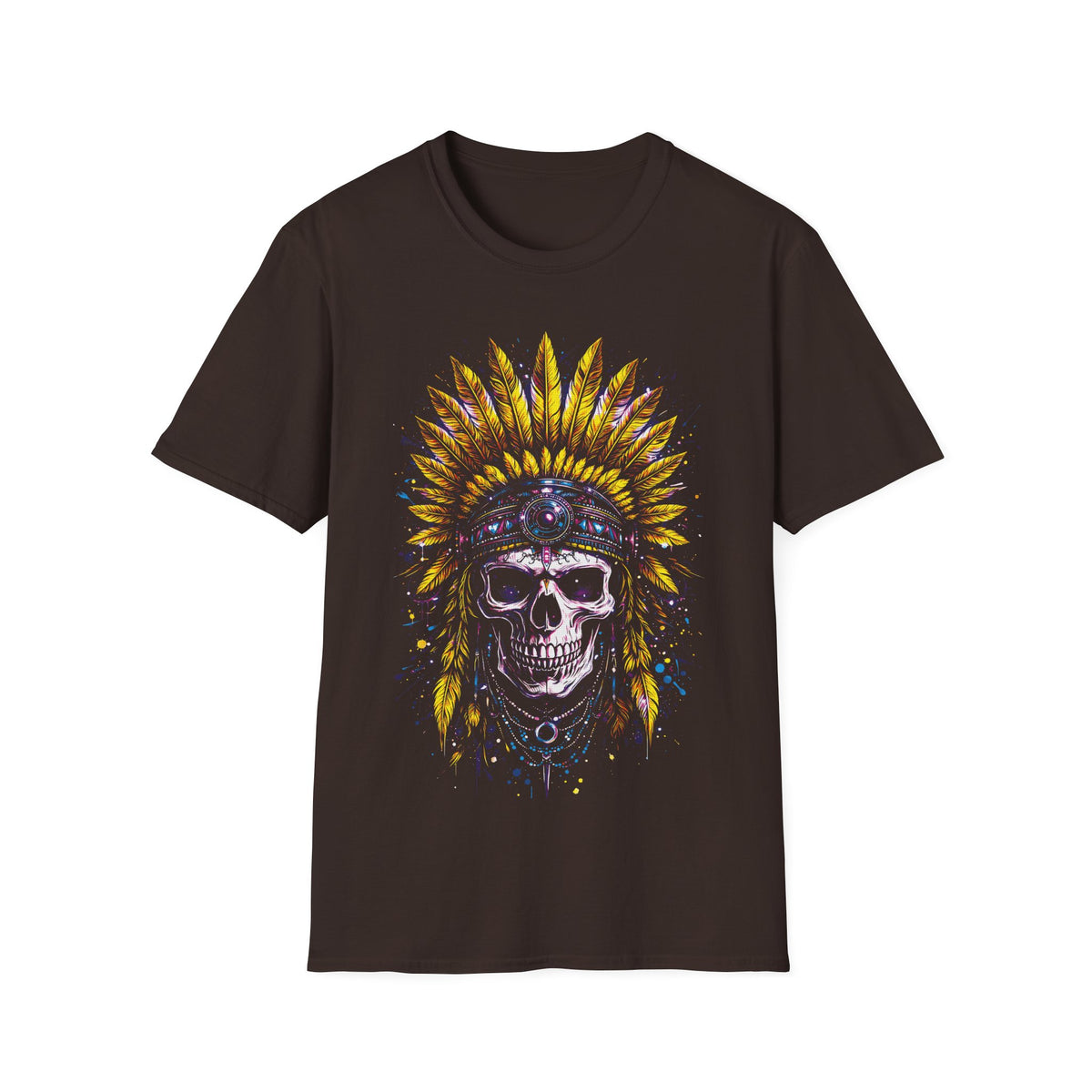 Skull in Feather Headdress T-Shirt