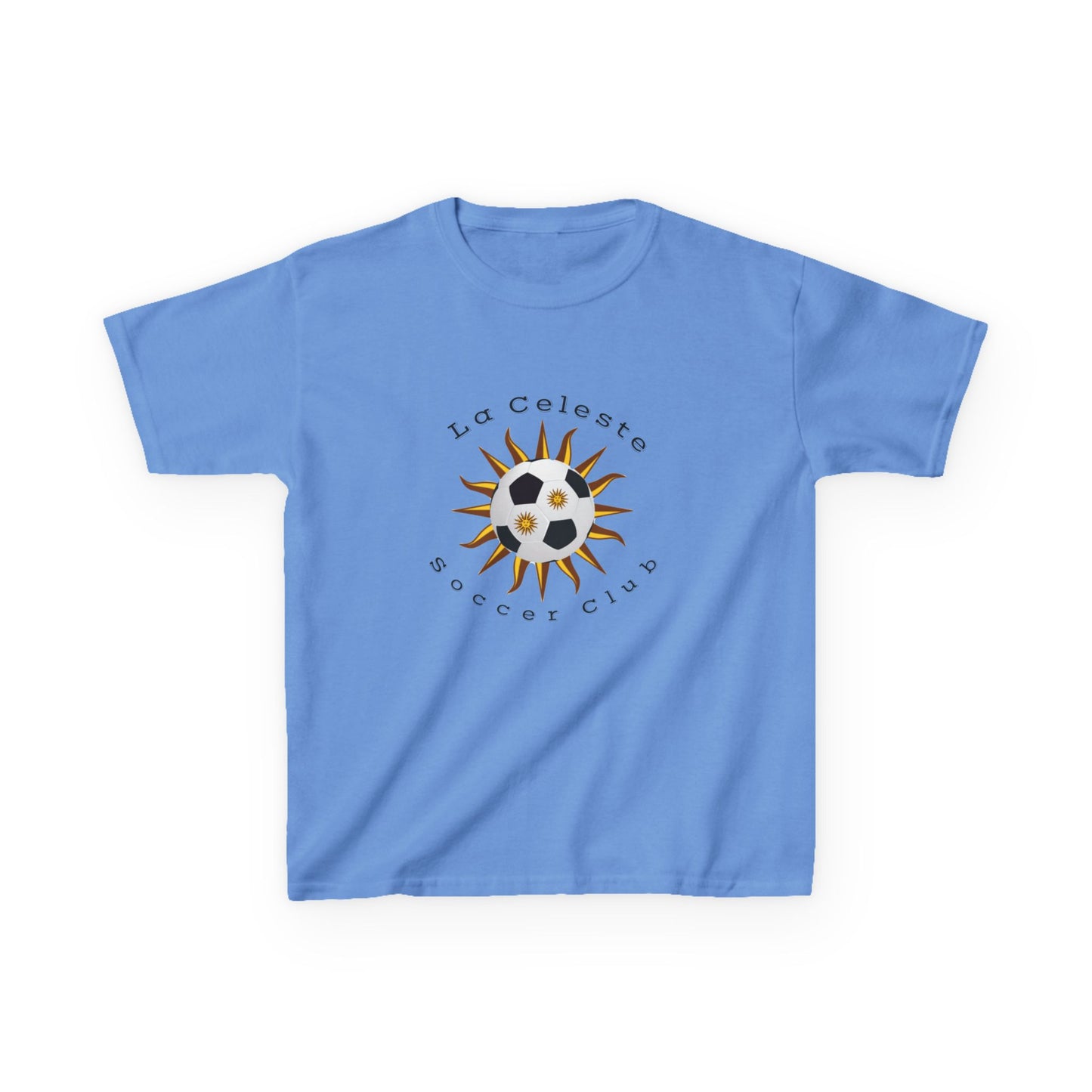 La Celeste S.C. YOUTH, 100% COTTON Heavy T-Shirt | Sun & Soccer Ball Crest