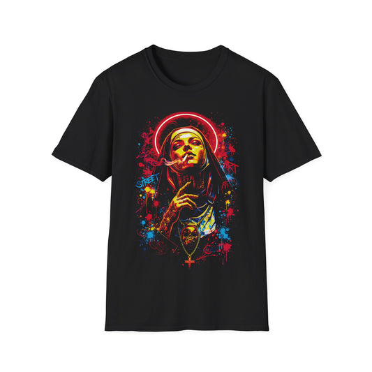 Saint Sketch Watercolor T‑Shirt — Colorful Graffiti Religious Art Tee