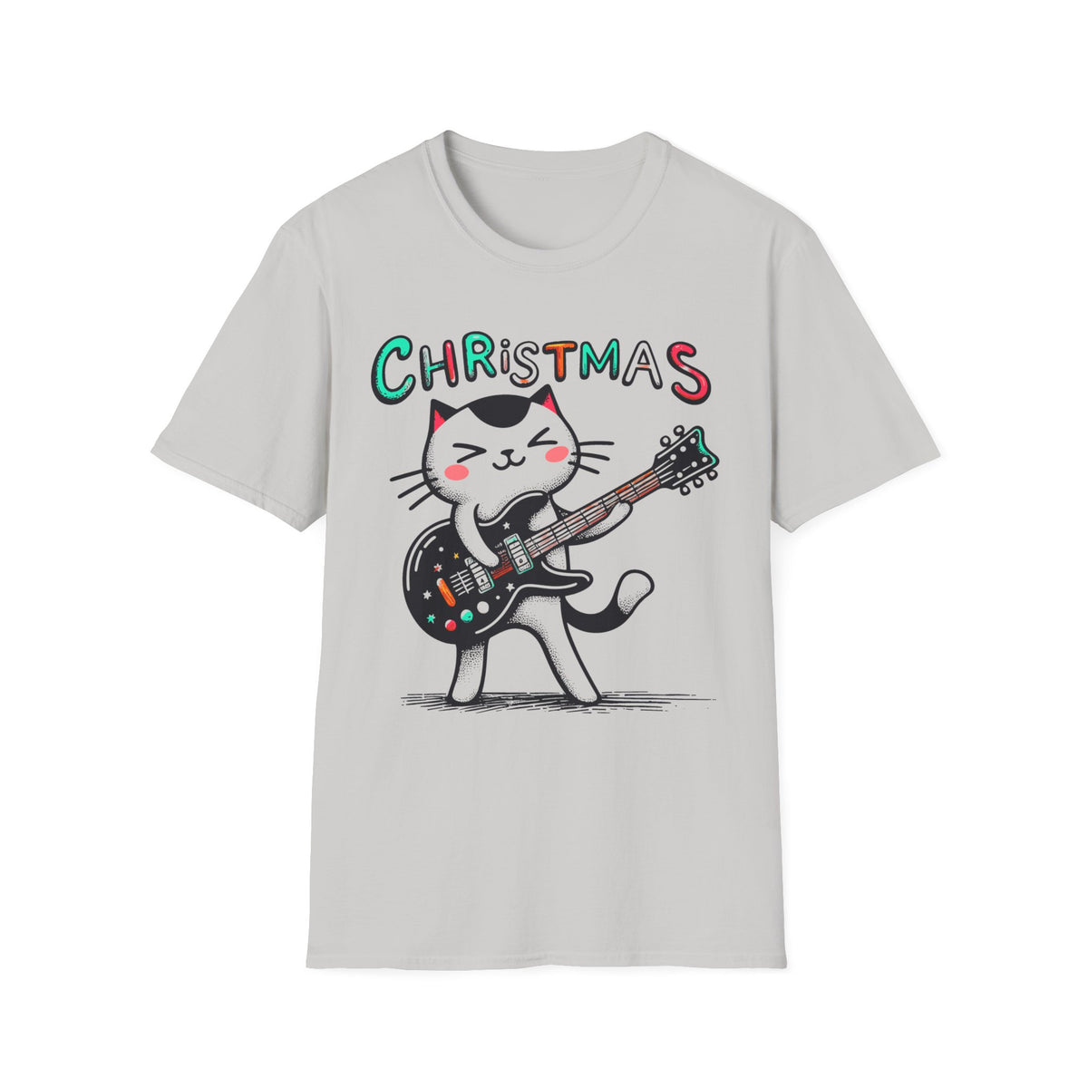 Christmas Cat Guitar T-Shirt