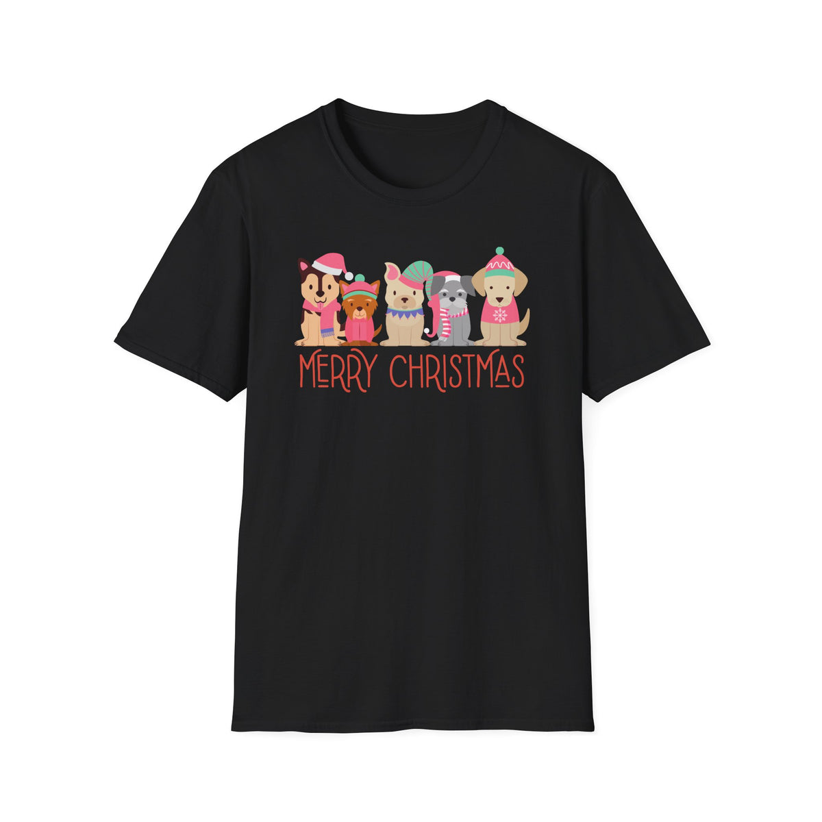 Merry Christmas Dogs T-Shirt — Cute Holiday Puppies Graphic Tee