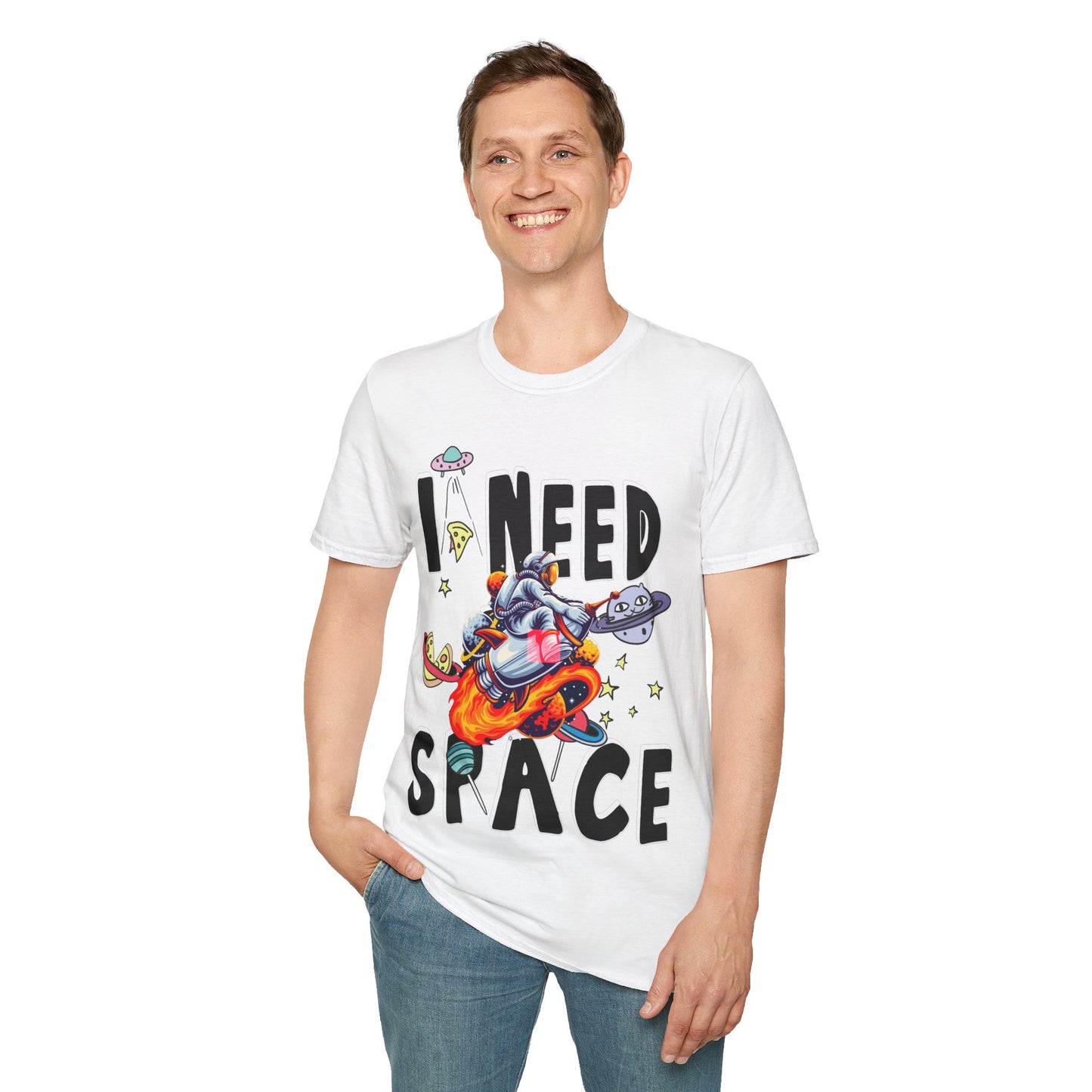 I Need Space Astronaut on a Rocket Unisex Tee