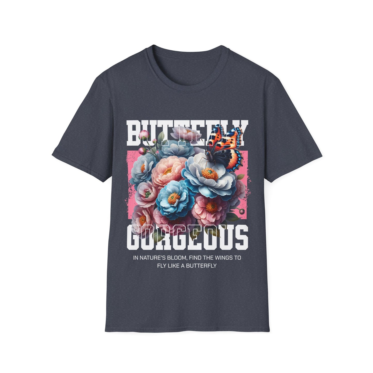 Butterfly Gorgeous Floral T-Shirt — Vintage Rose & Monarch Graphic Tee