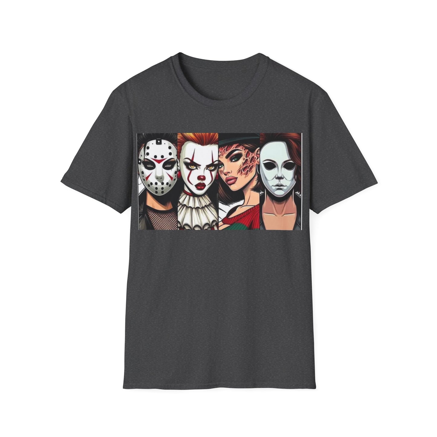 Horror Icons Graphic T-Shirt — Masks Collage Halloween Tee