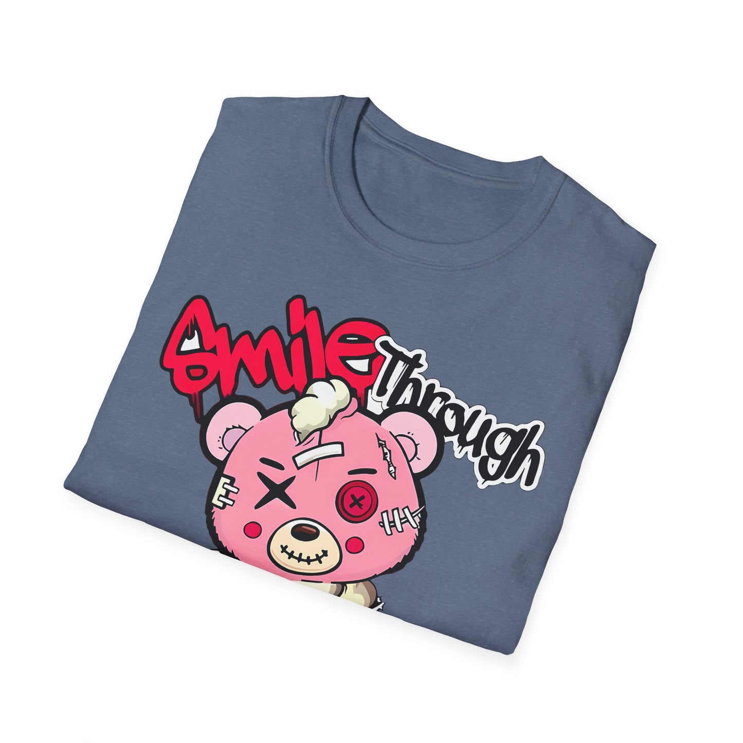 Smile Through The Pain T-Shirt — Cute Grunge Pink Teddy Graphic Tee