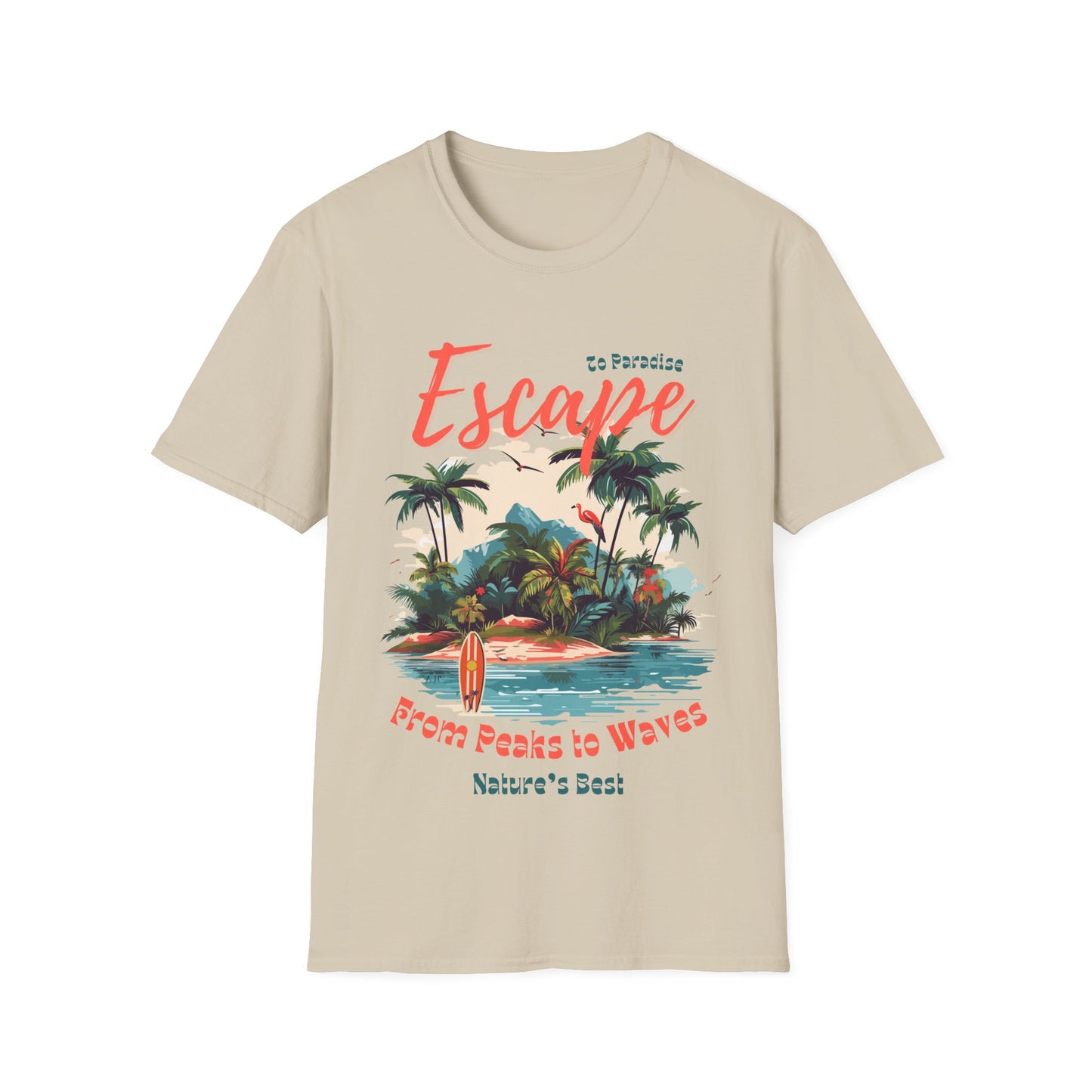 Escape to Paradise Unisex Softstyle T-Shirt – Tropical Beach Vibes
