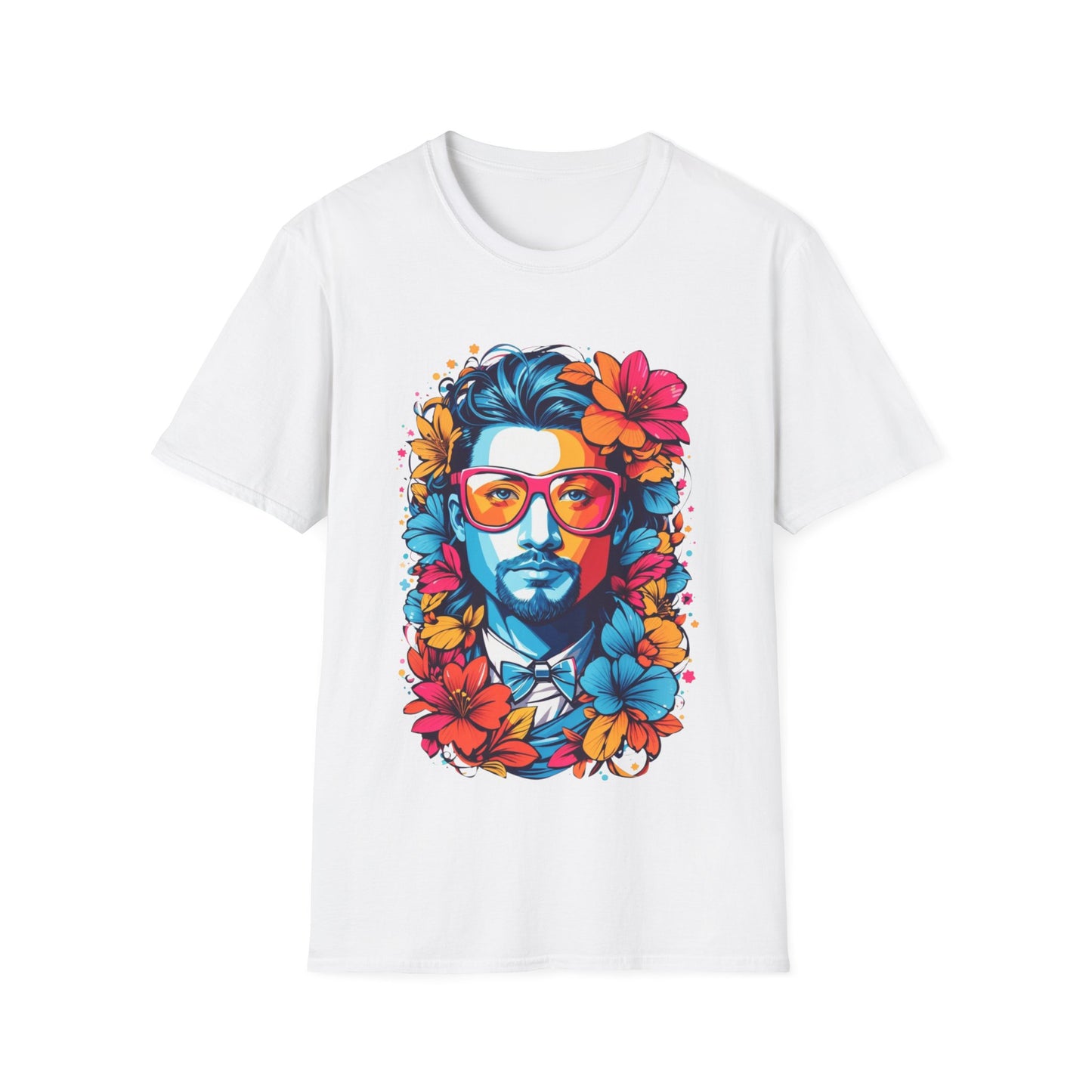 Vibrant Floral Portrait Unisex Softstyle T-Shirt