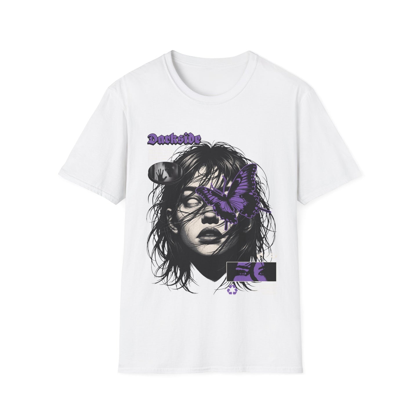 Graphic Tee - Moody Portrait with Purple Butterfly Accent