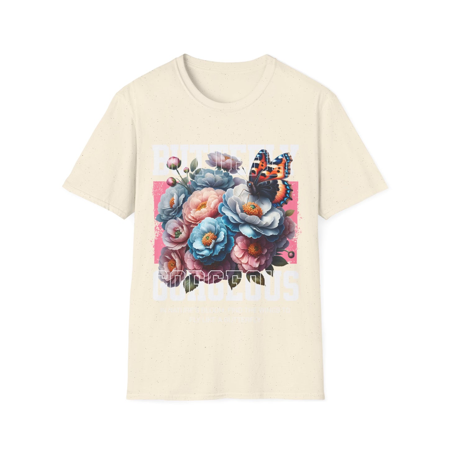 Butterfly Gorgeous Floral T-Shirt — Vintage Rose & Monarch Graphic Tee